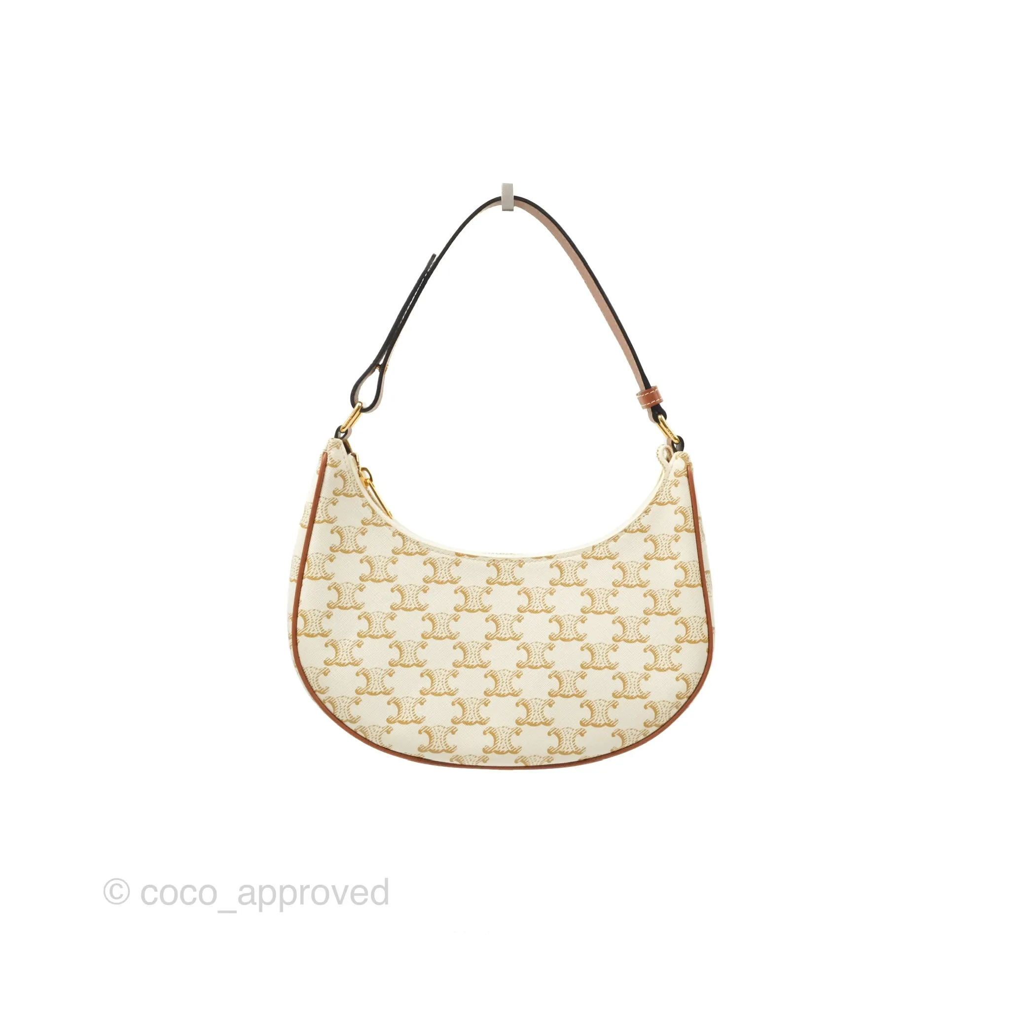 Celine Ava Bag In Triomphe Canvas Calfskin White