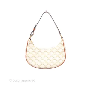 Celine Ava Bag In Triomphe Canvas Calfskin White