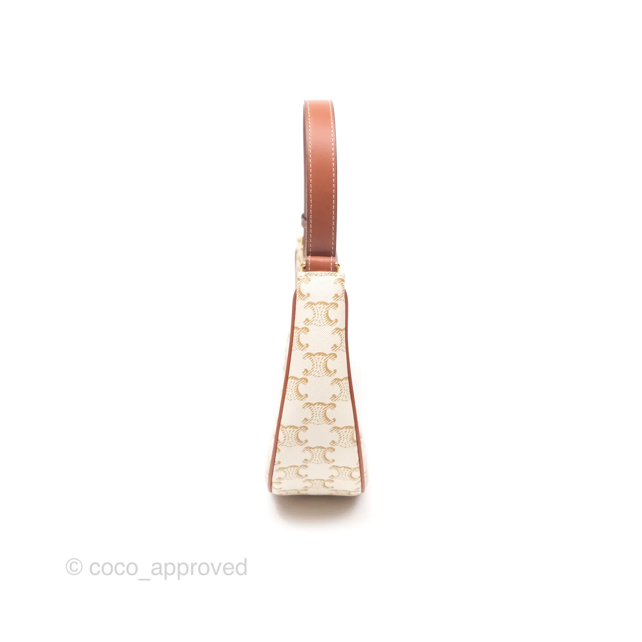 Celine Ava Bag In Triomphe Canvas Calfskin White