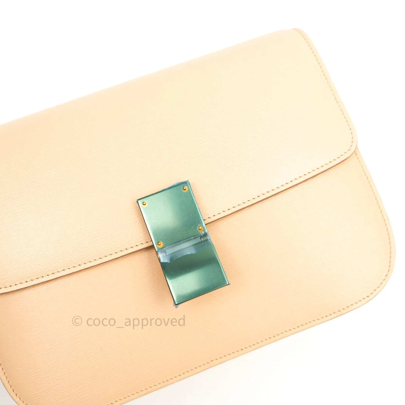 Celine Box Beige Liege Leather Medium Classic Box Gold Hardware