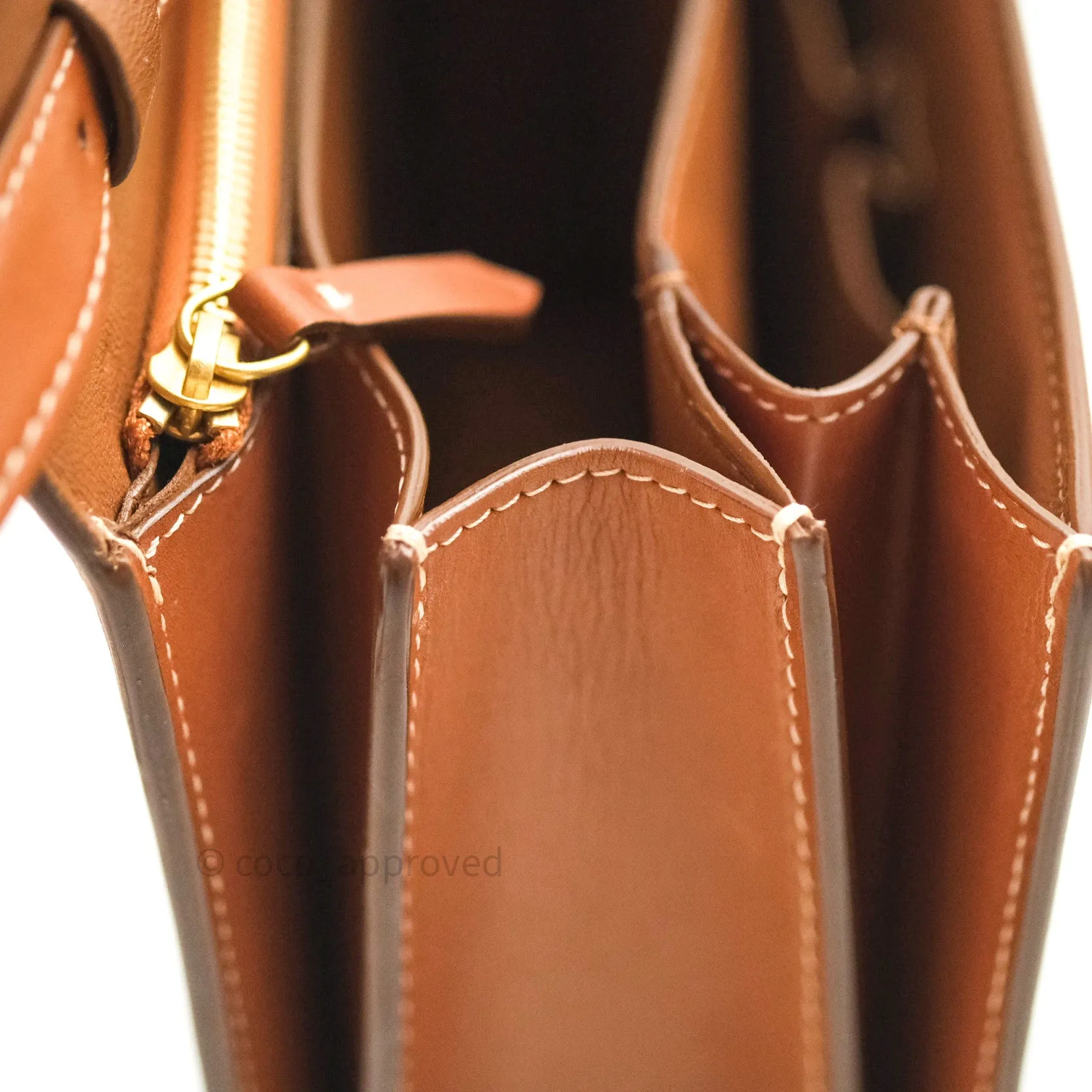 Celine Box Brown Tan Calfskin Leather Medium Classic Gold Hardware