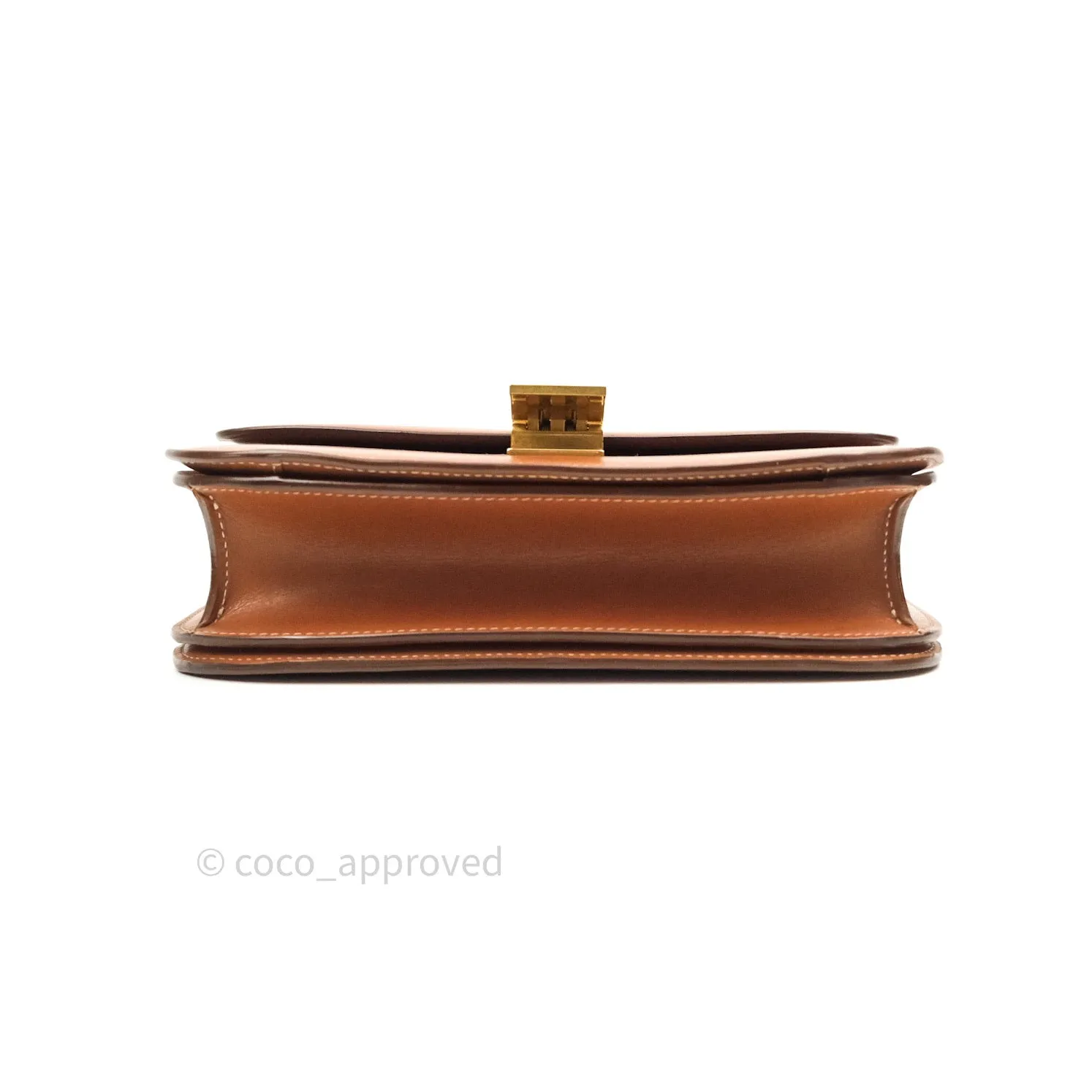 Celine Box Brown Tan Calfskin Leather Medium Classic Gold Hardware