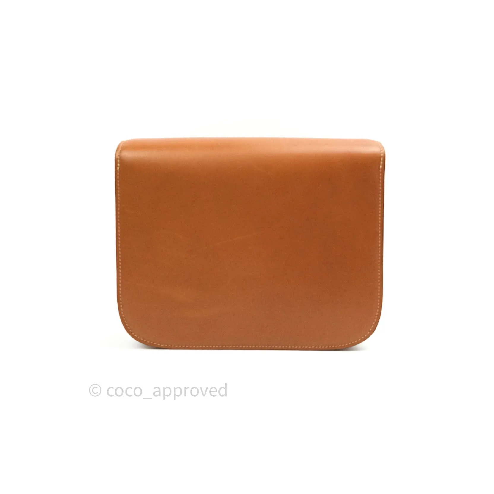 Celine Box Brown Tan Calfskin Leather Medium Classic Gold Hardware