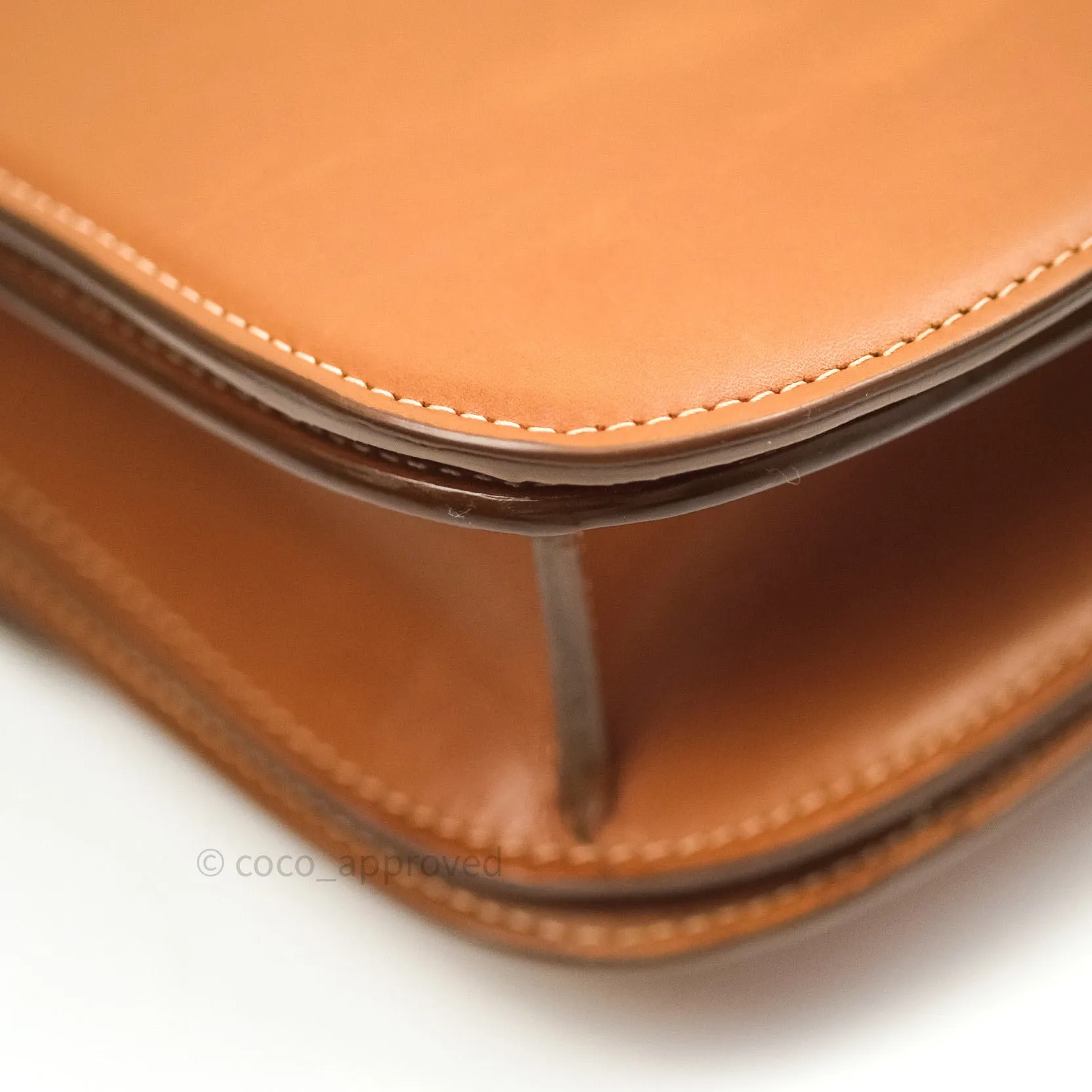 Celine Box Brown Tan Calfskin Leather Medium Classic Gold Hardware