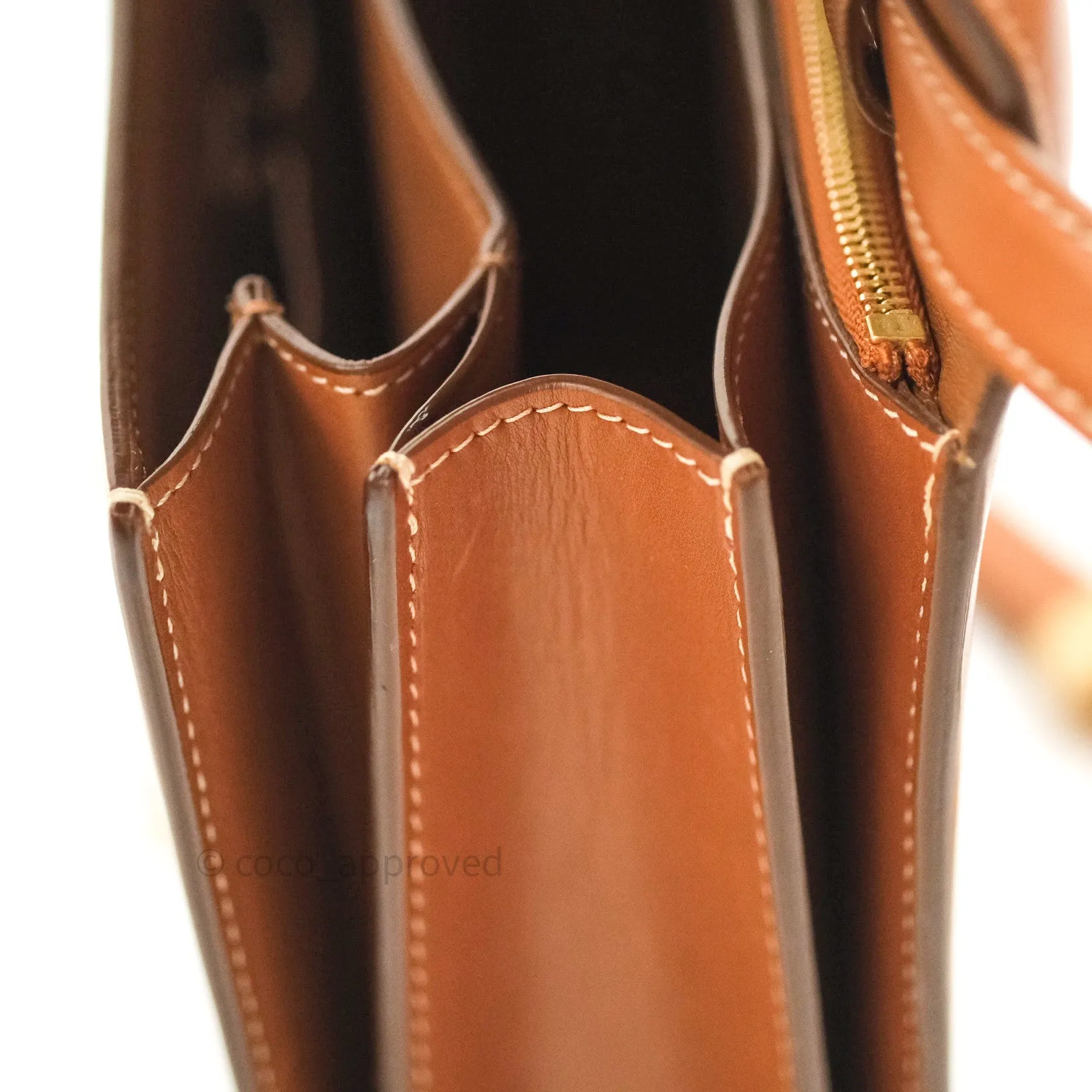 Celine Box Brown Tan Calfskin Leather Medium Classic Gold Hardware