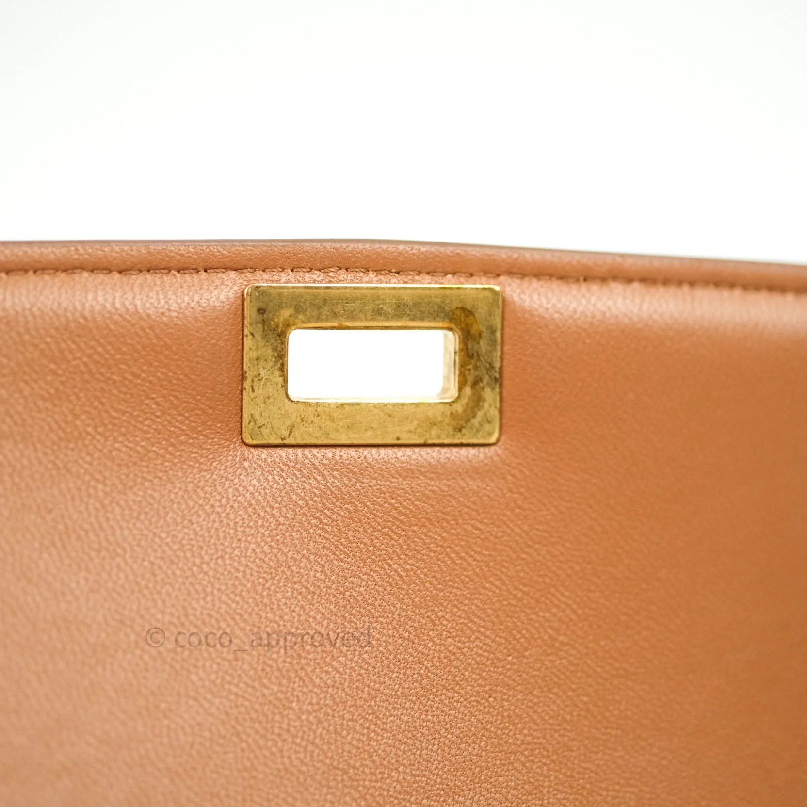 Celine Box Brown Tan Calfskin Leather Medium Classic Gold Hardware
