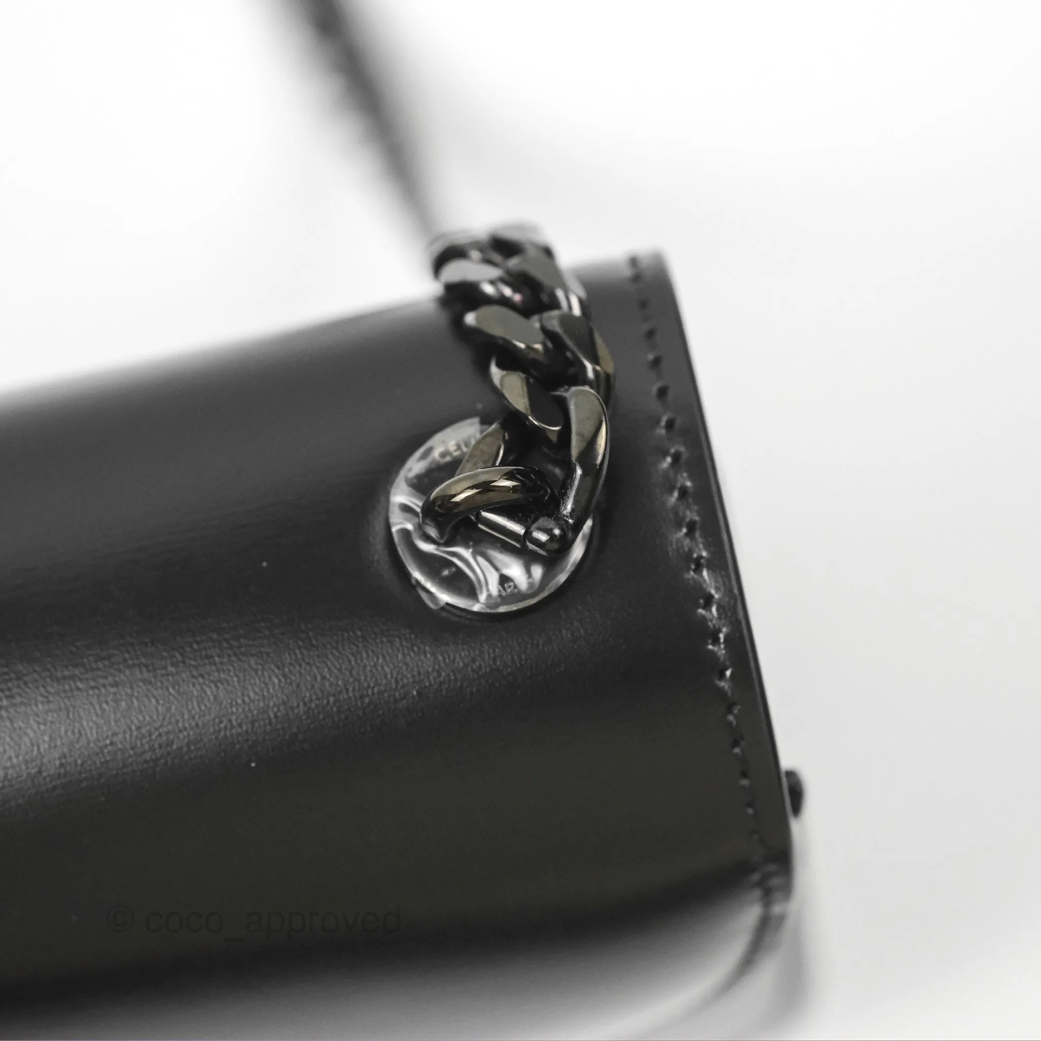 Celine Chain Besace Clea Shiny Calfskin So Black