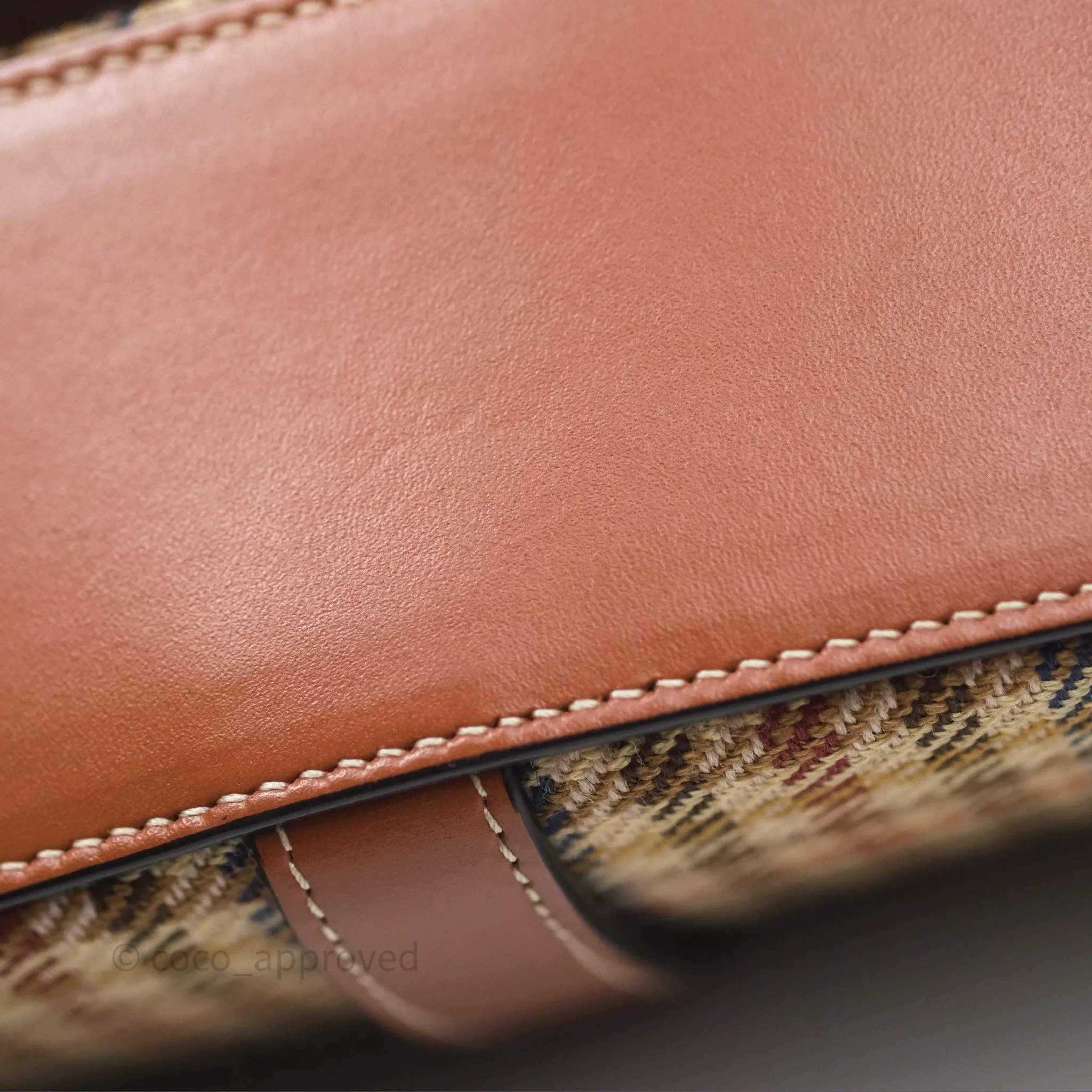 Celine Clutch on Strap in Tartan Textile and Natural Calfskin