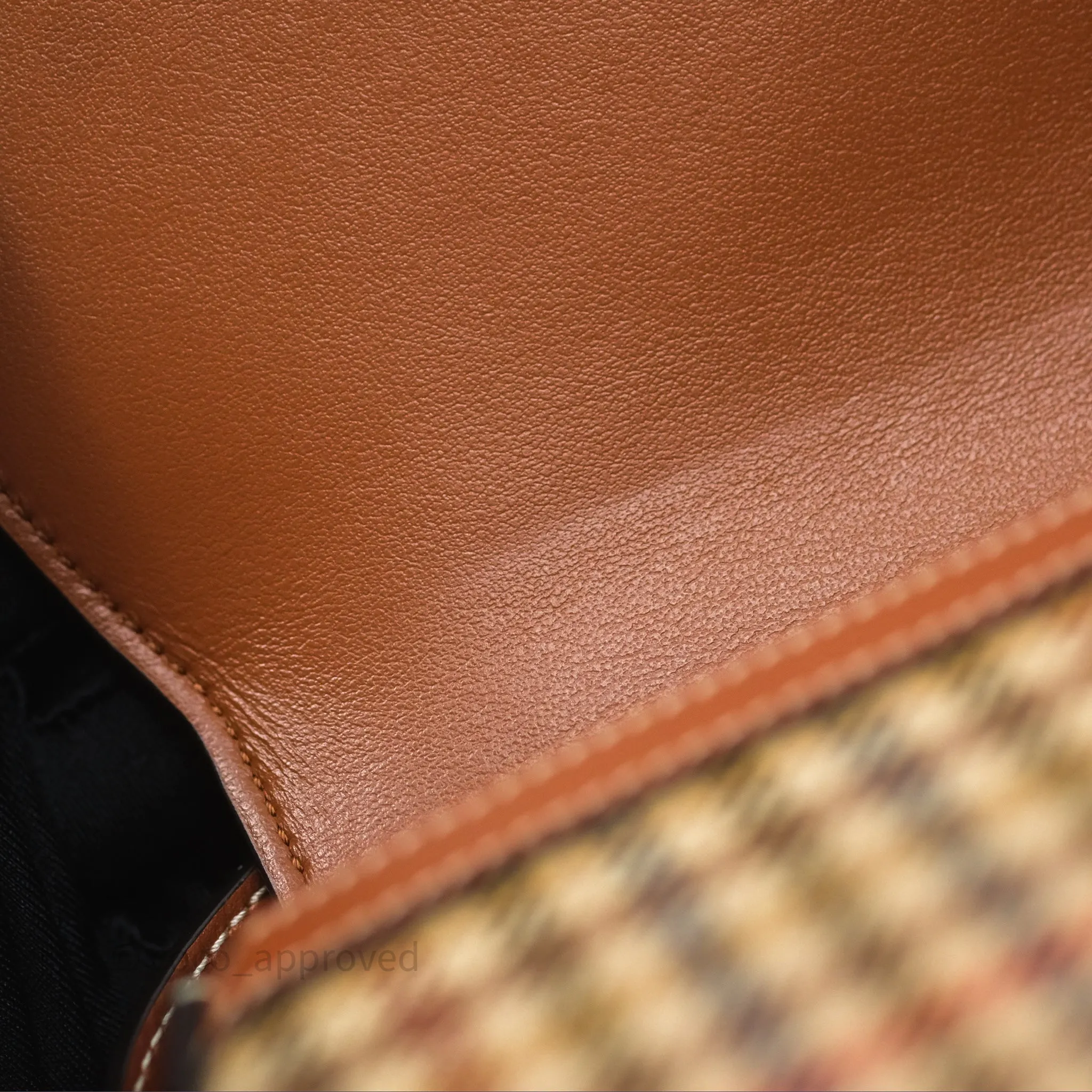 Celine Clutch on Strap in Tartan Textile and Natural Calfskin