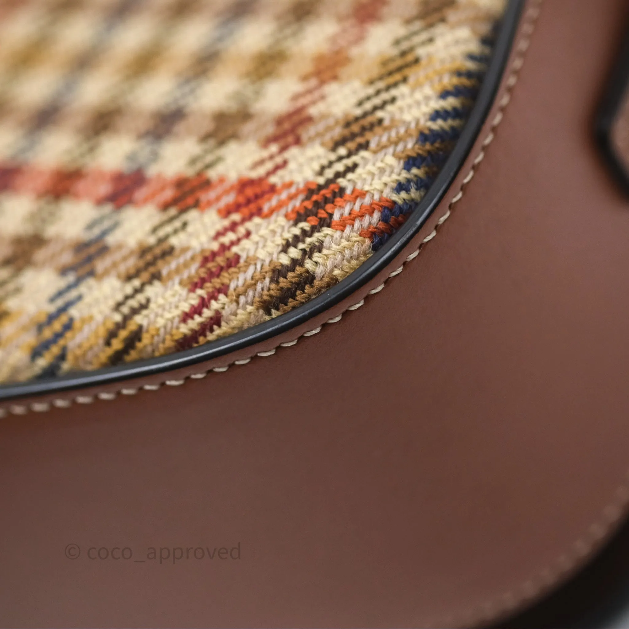 Celine Clutch on Strap in Tartan Textile and Natural Calfskin