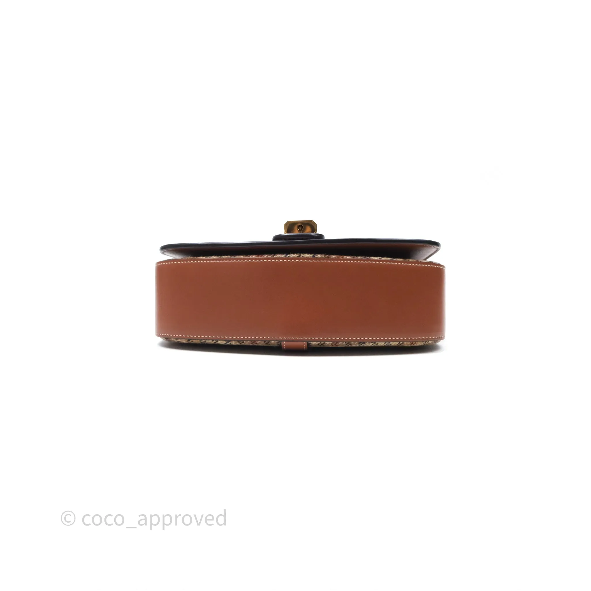 Celine Clutch on Strap in Tartan Textile and Natural Calfskin