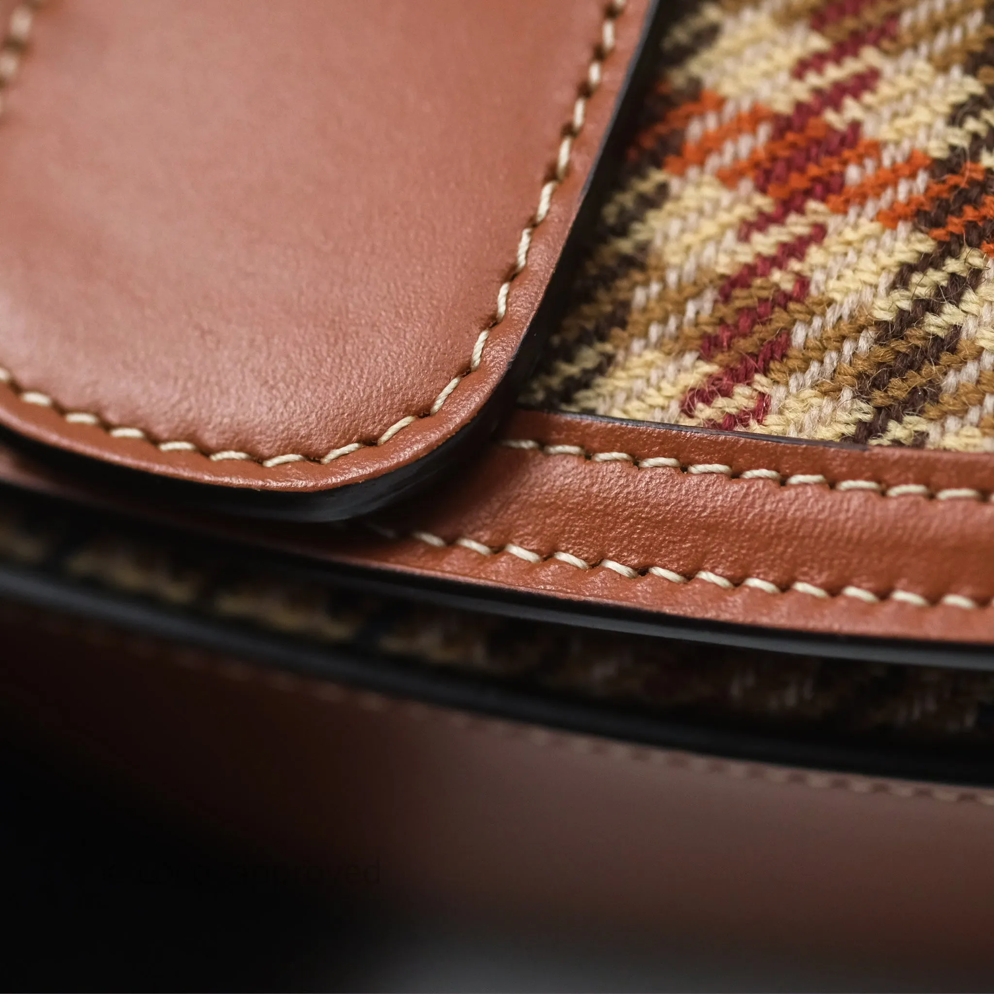 Celine Clutch on Strap in Tartan Textile and Natural Calfskin