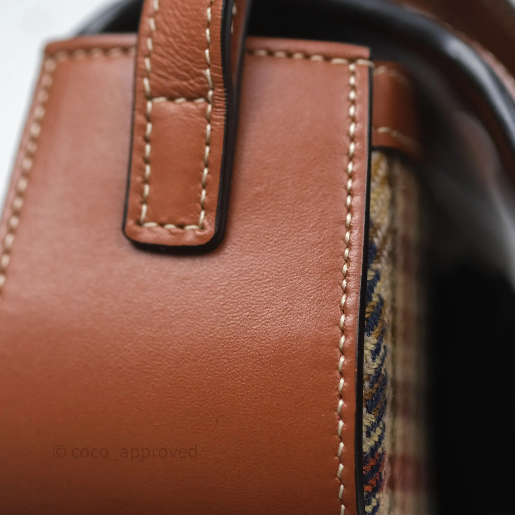 Celine Clutch on Strap in Tartan Textile and Natural Calfskin