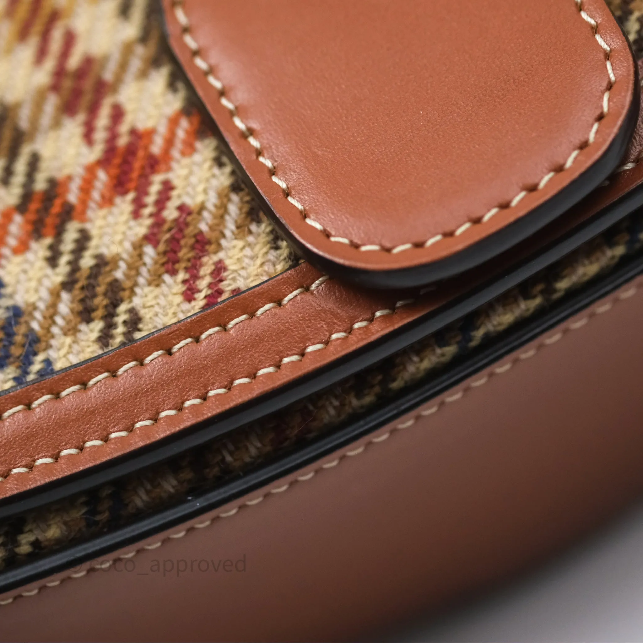 Celine Clutch on Strap in Tartan Textile and Natural Calfskin