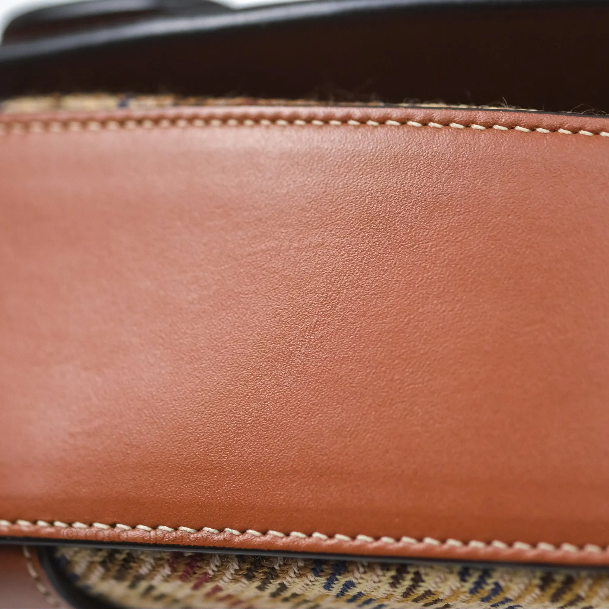 Celine Clutch on Strap in Tartan Textile and Natural Calfskin