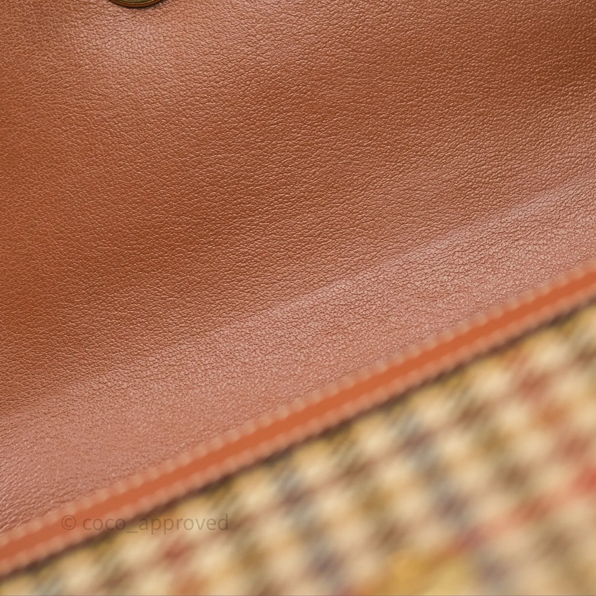 Celine Clutch on Strap in Tartan Textile and Natural Calfskin