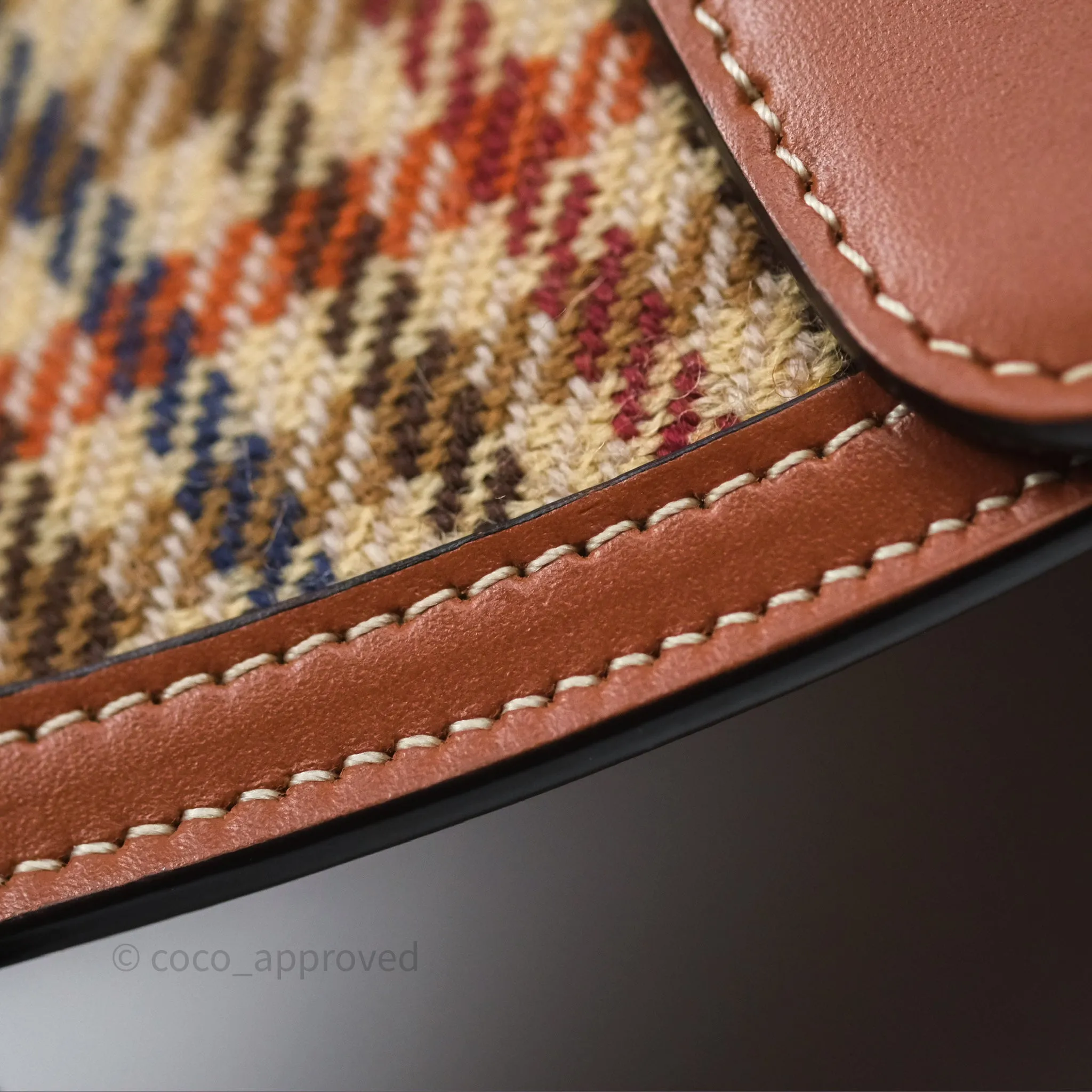 Celine Clutch on Strap in Tartan Textile and Natural Calfskin