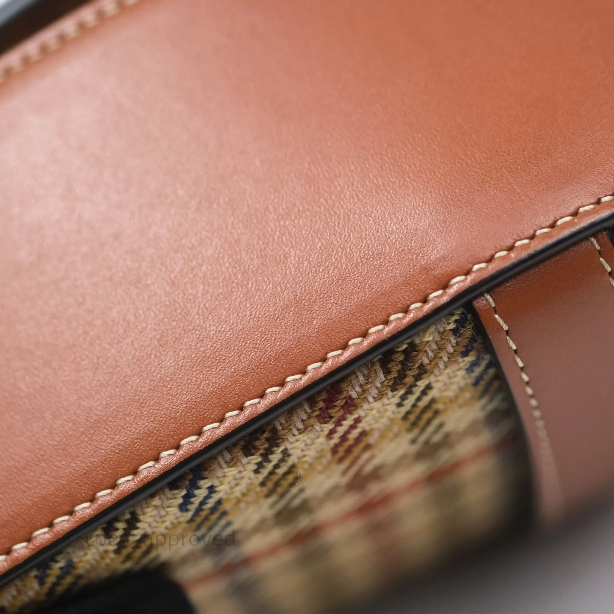Celine Clutch on Strap in Tartan Textile and Natural Calfskin