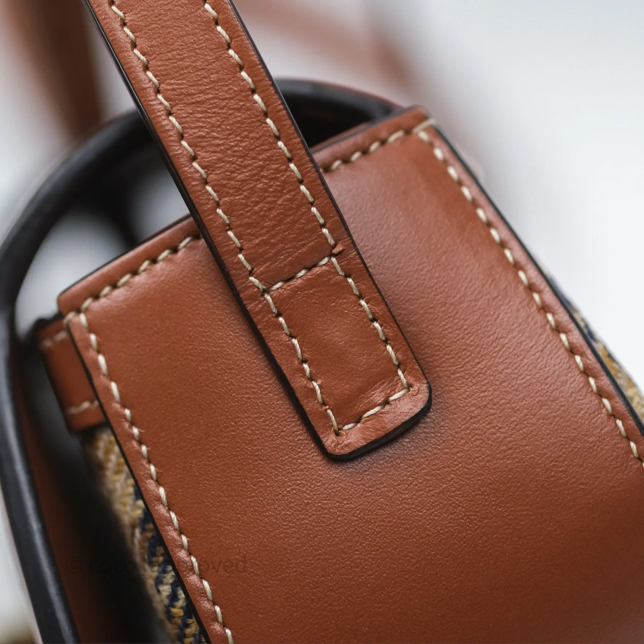 Celine Clutch on Strap in Tartan Textile and Natural Calfskin