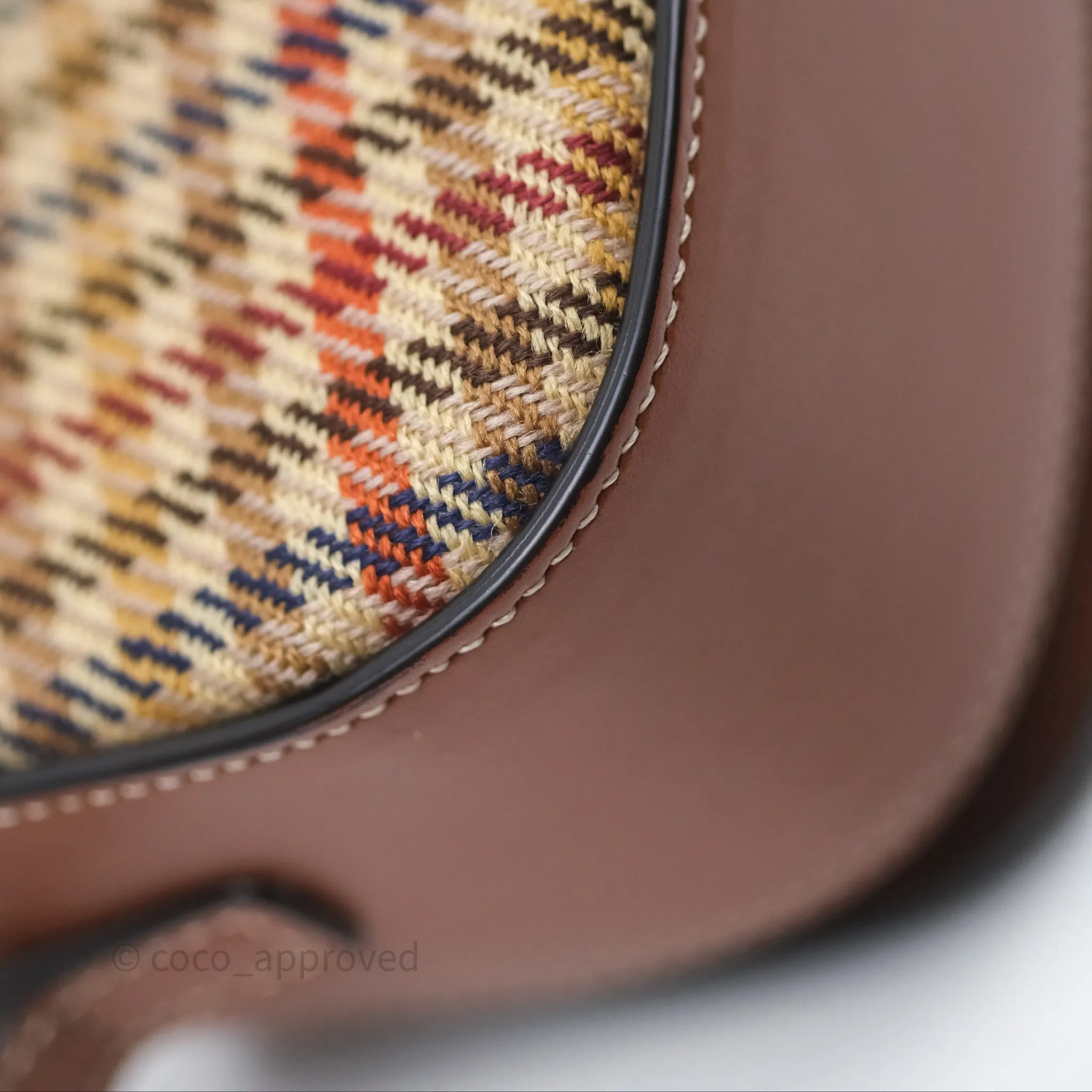 Celine Clutch on Strap in Tartan Textile and Natural Calfskin