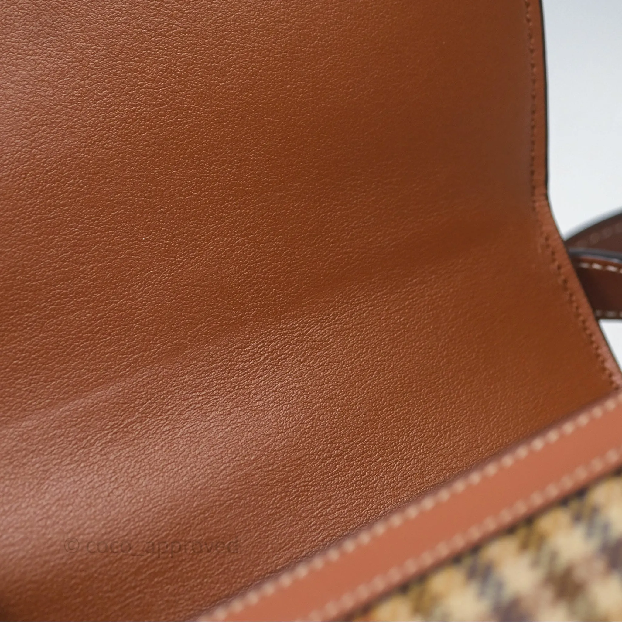 Celine Clutch on Strap in Tartan Textile and Natural Calfskin