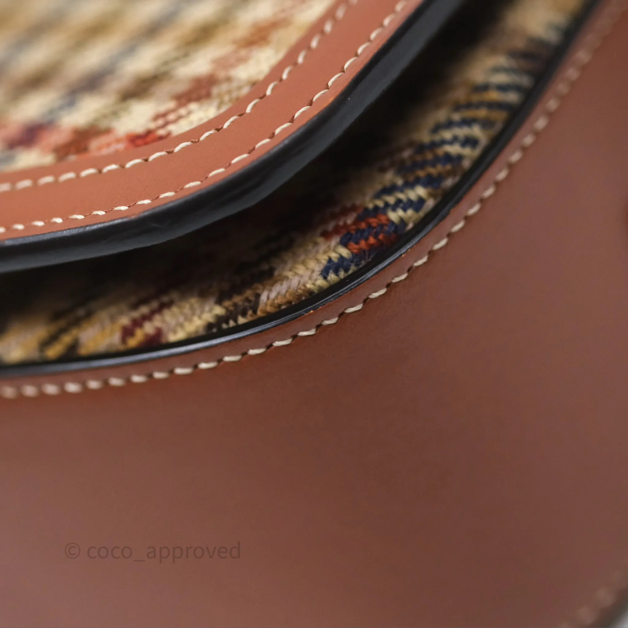 Celine Clutch on Strap in Tartan Textile and Natural Calfskin