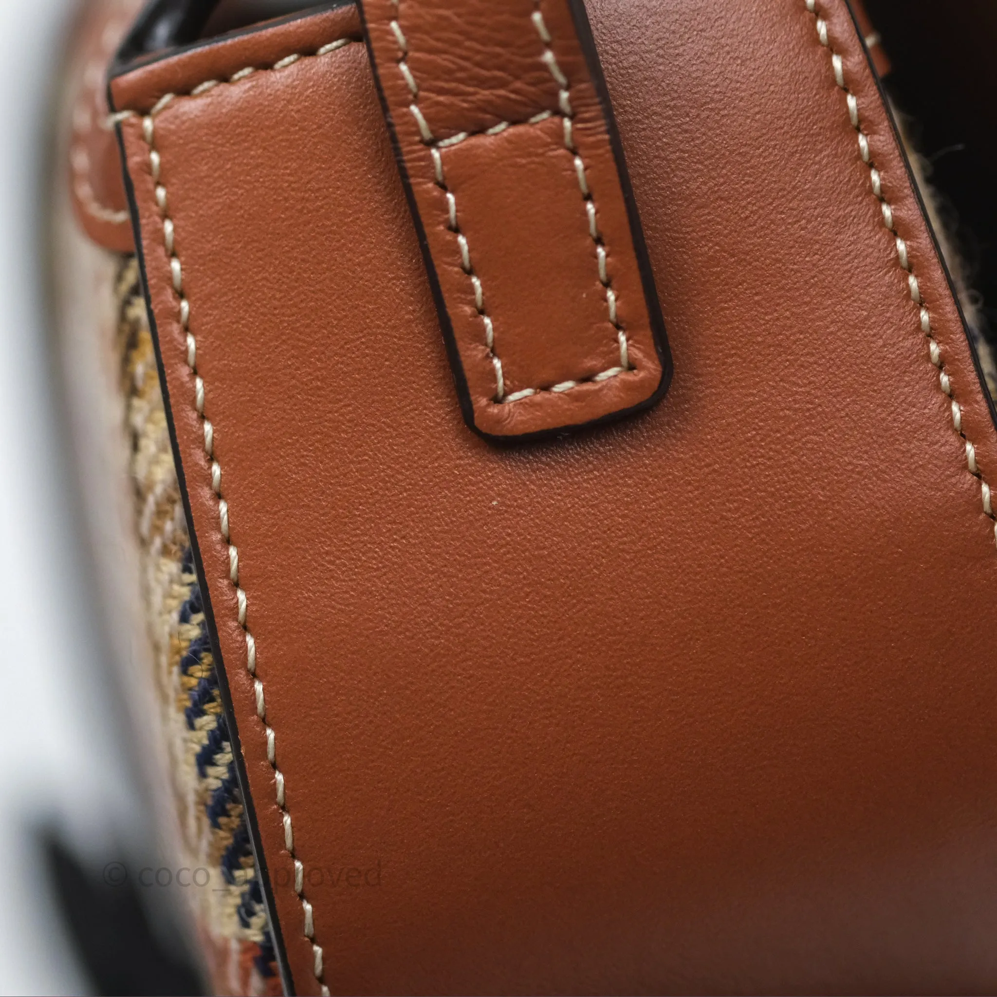 Celine Clutch on Strap in Tartan Textile and Natural Calfskin