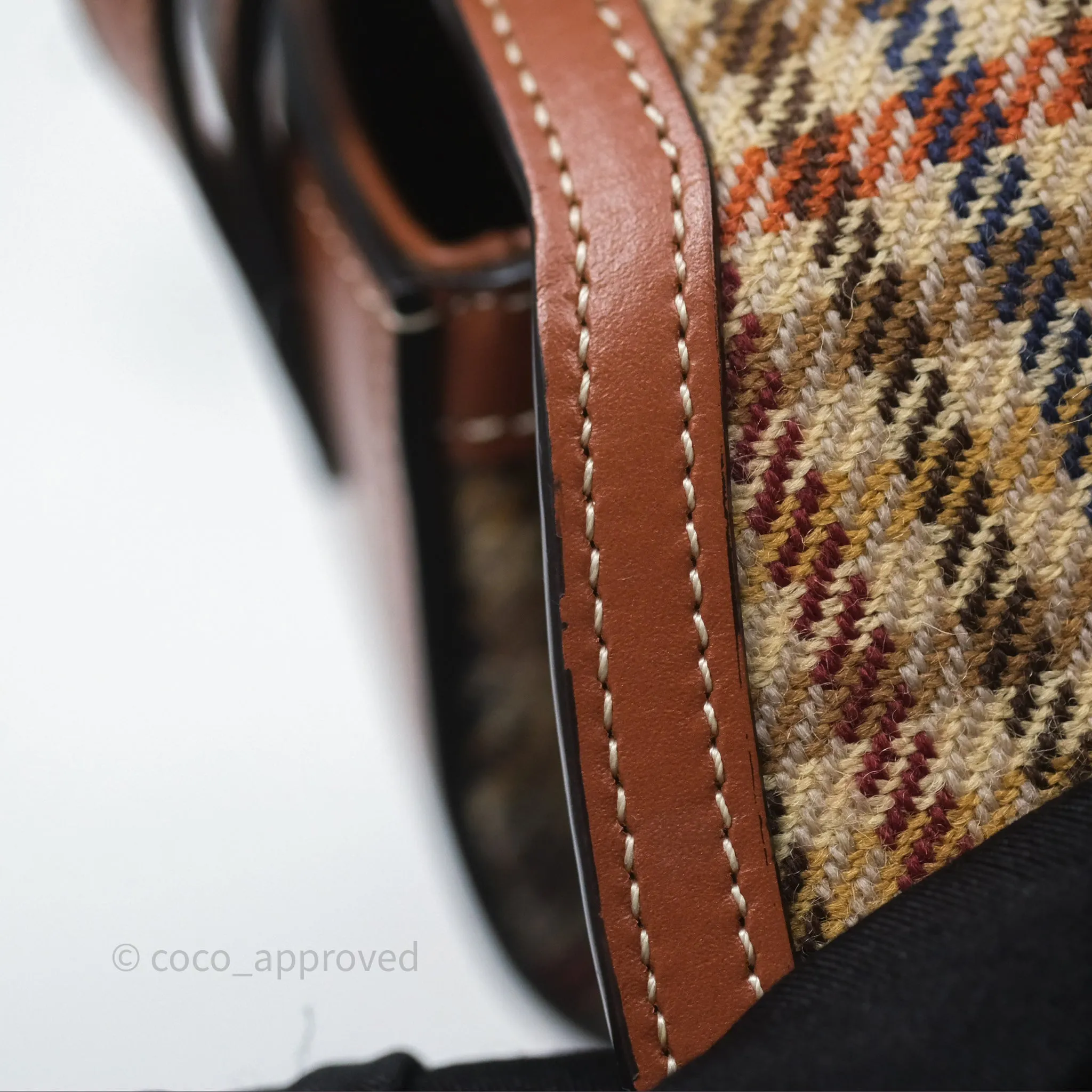 Celine Clutch on Strap in Tartan Textile and Natural Calfskin