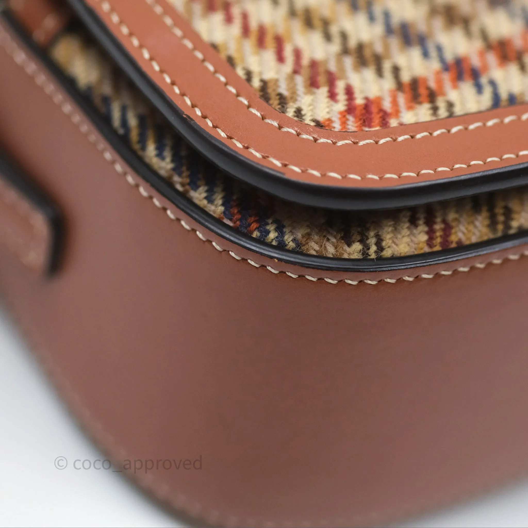 Celine Clutch on Strap in Tartan Textile and Natural Calfskin