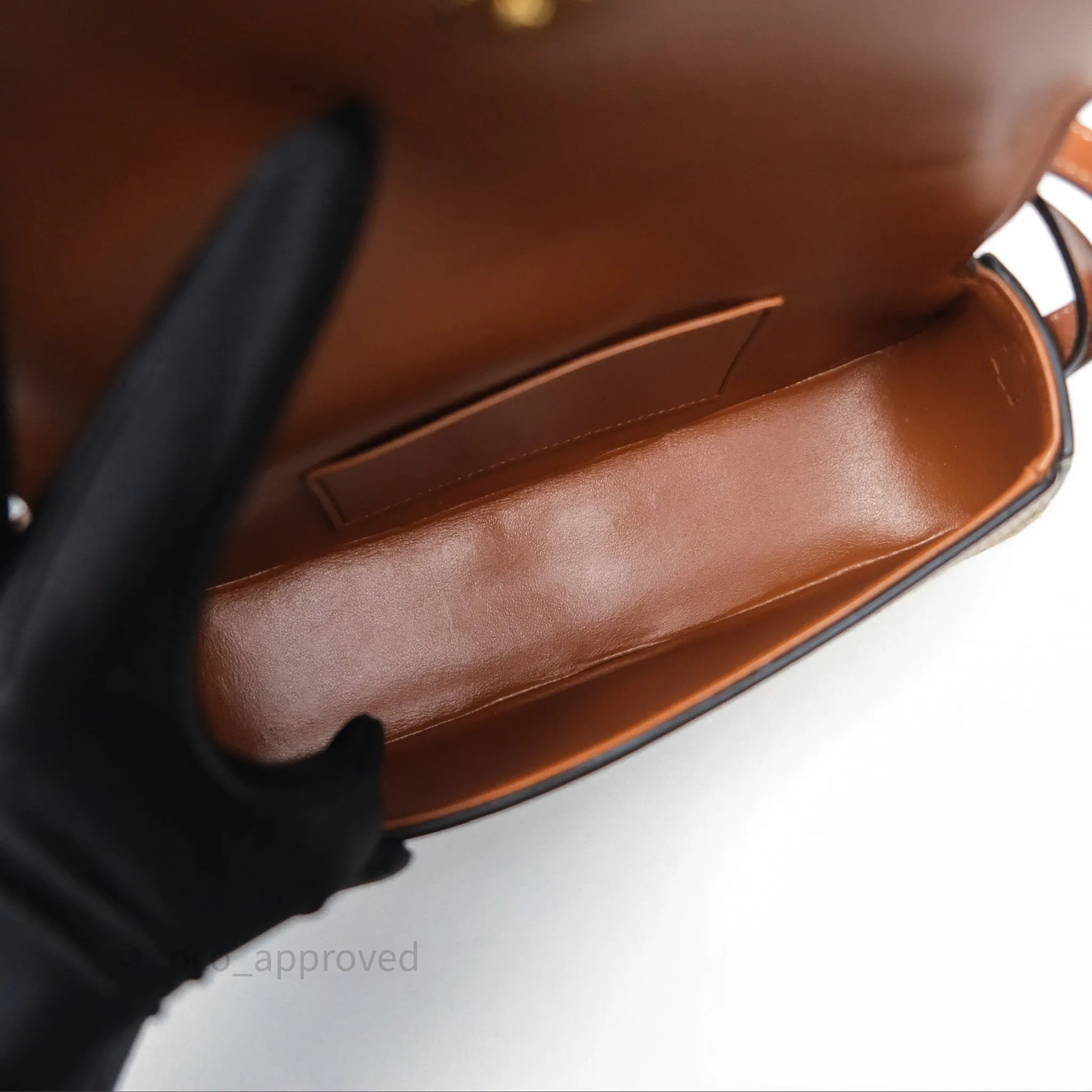 Celine Clutch on Strap in Tartan Textile and Natural Calfskin