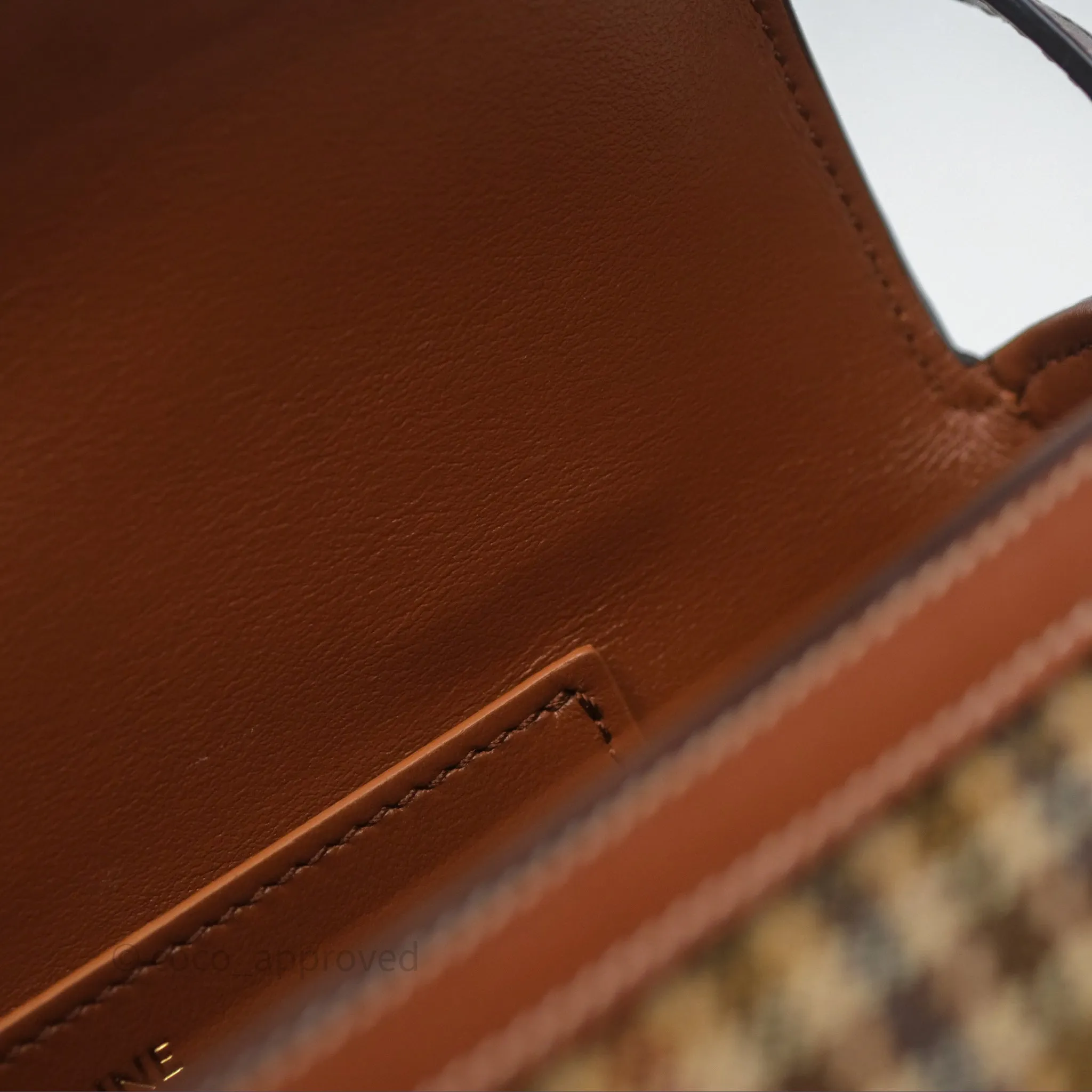 Celine Clutch on Strap in Tartan Textile and Natural Calfskin