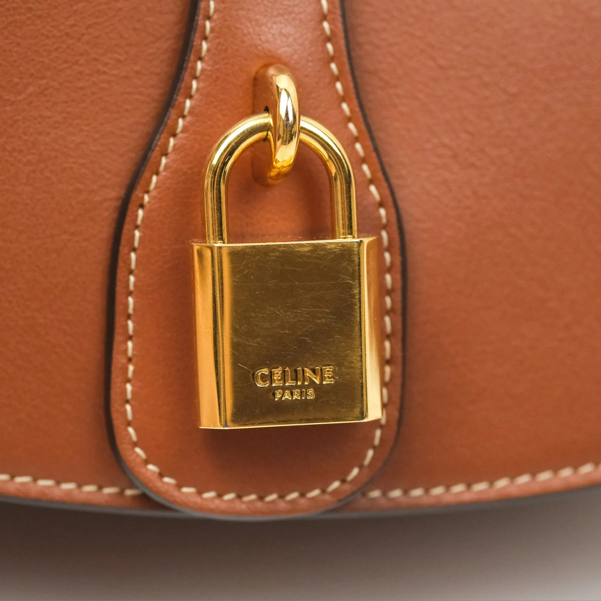 Celine Clutch on Strap Tabou Tan Calfskin