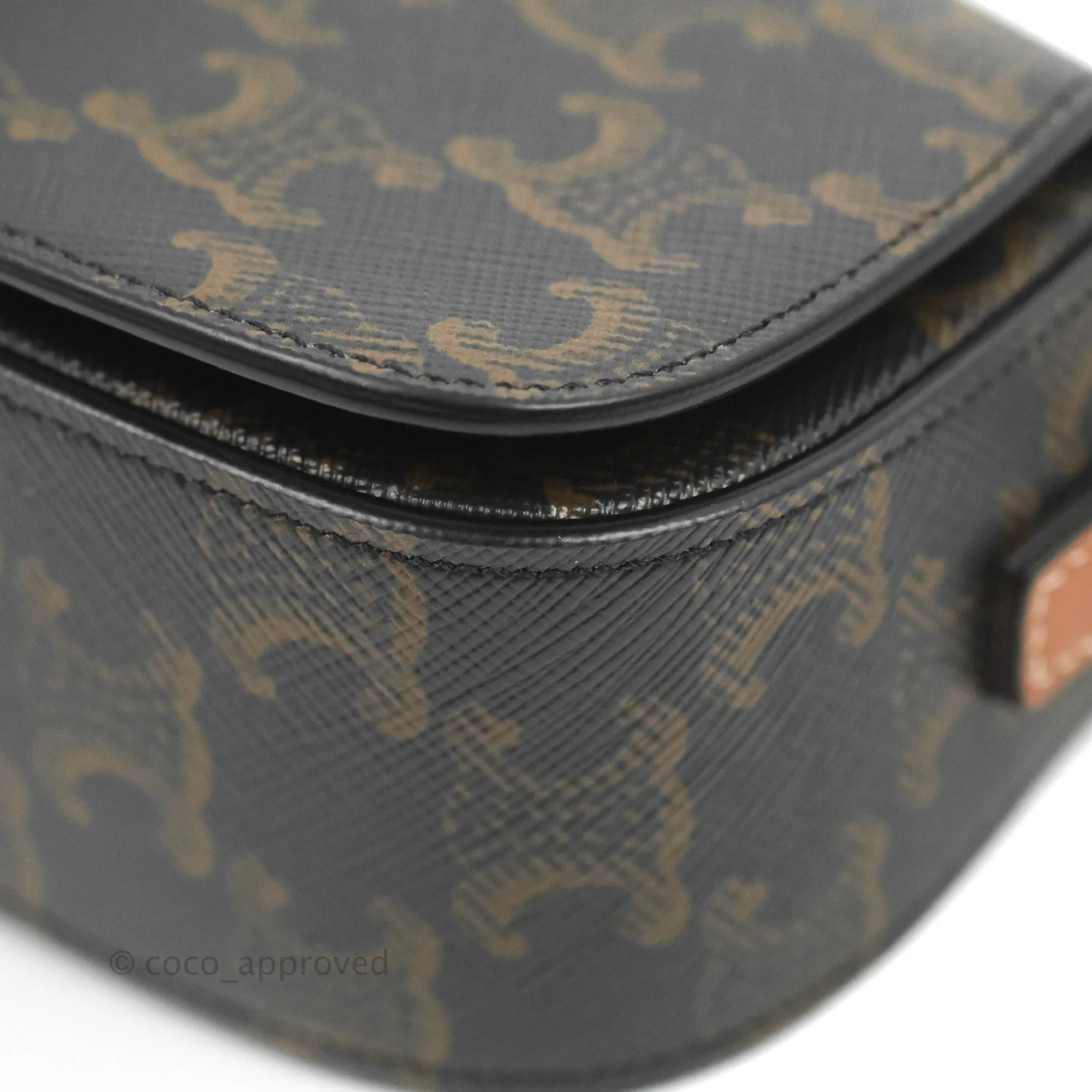 Celine Clutch on Strap Tabou Triomphe Canvas Tan Calfskin