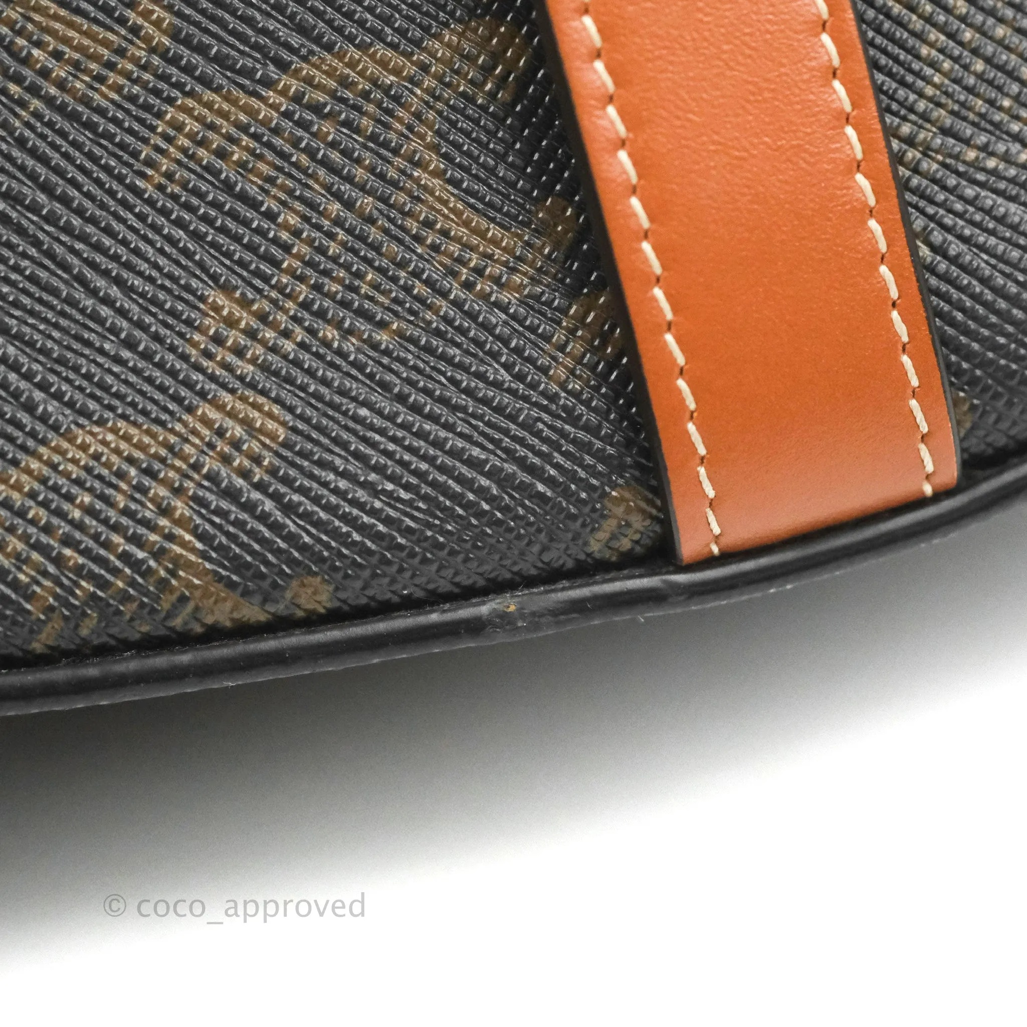 Celine Clutch on Strap Tabou Triomphe Canvas Tan Calfskin