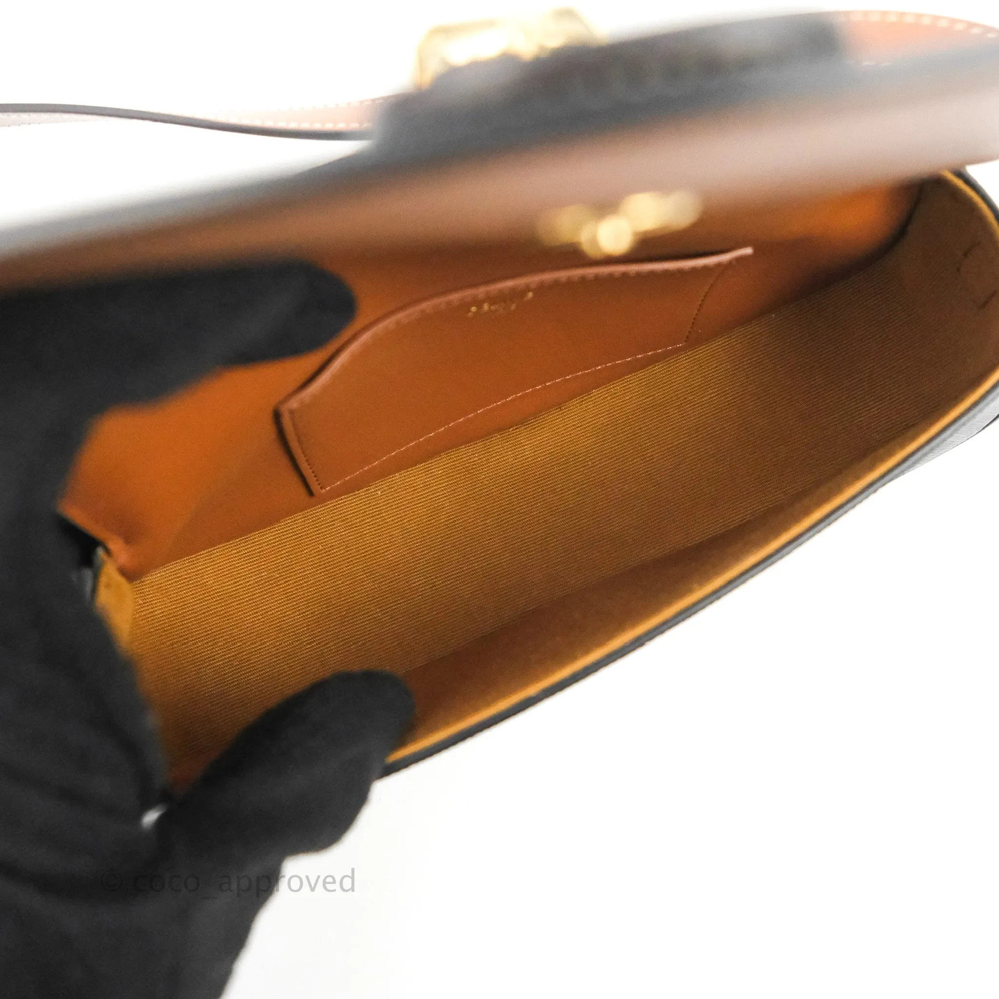 Celine Clutch on Strap Tabou Triomphe Canvas Tan Calfskin