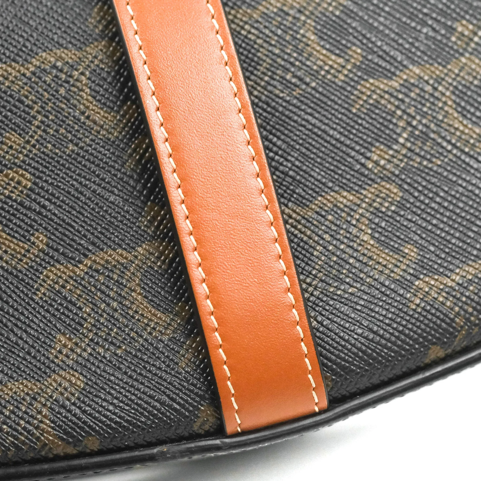 Celine Clutch on Strap Tabou Triomphe Canvas Tan Calfskin