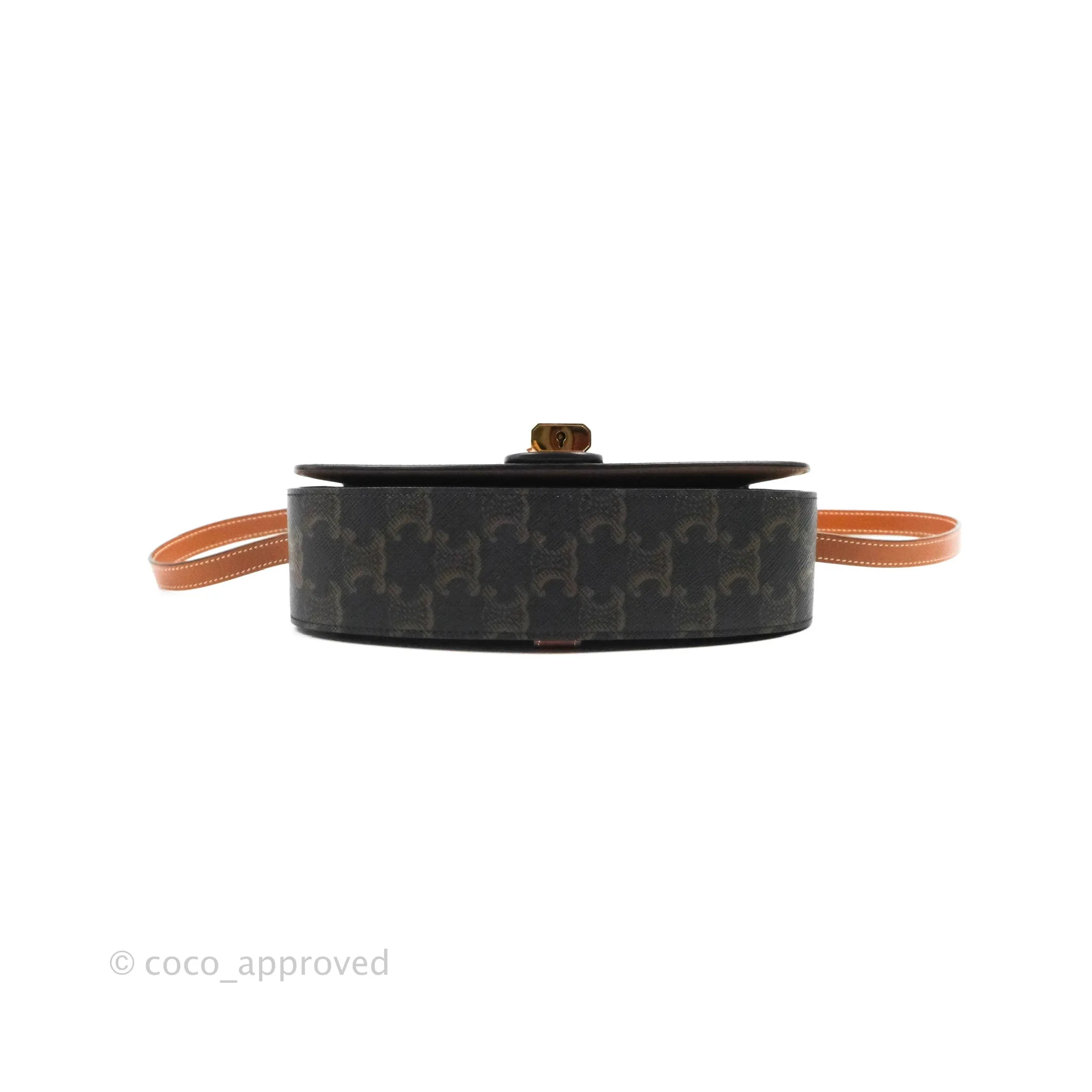 Celine Clutch on Strap Tabou Triomphe Canvas Tan Calfskin