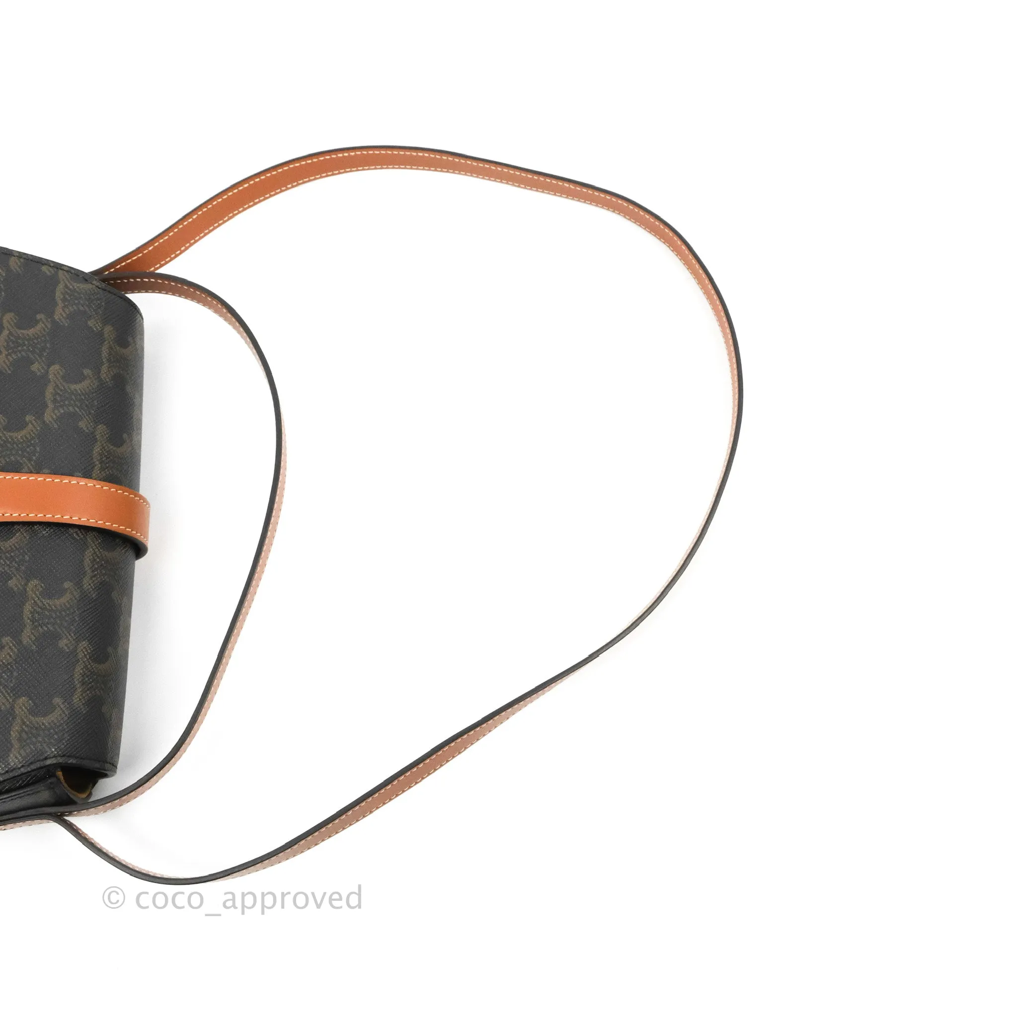Celine Clutch on Strap Tabou Triomphe Canvas Tan Calfskin