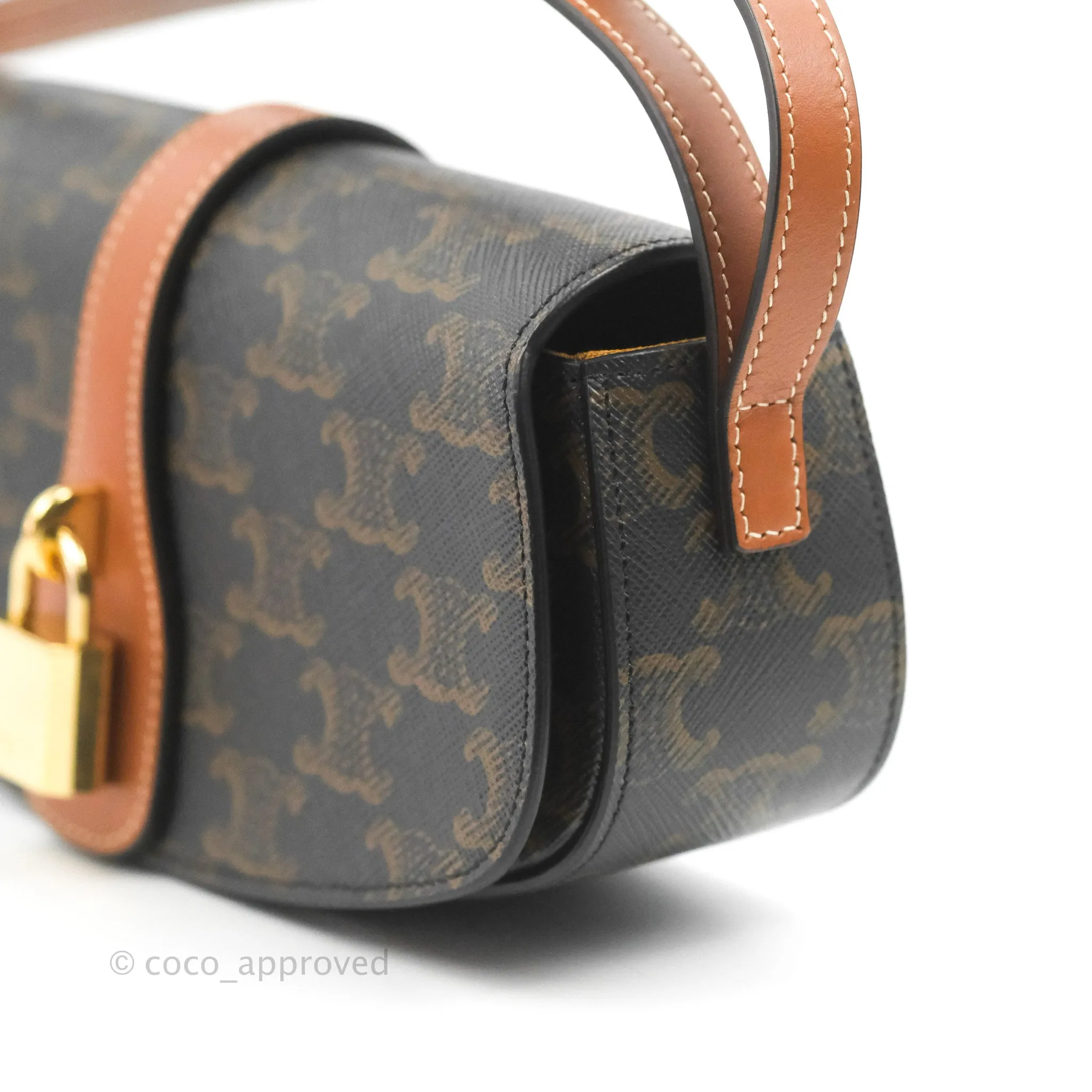 Celine Clutch on Strap Tabou Triomphe Canvas Tan Calfskin