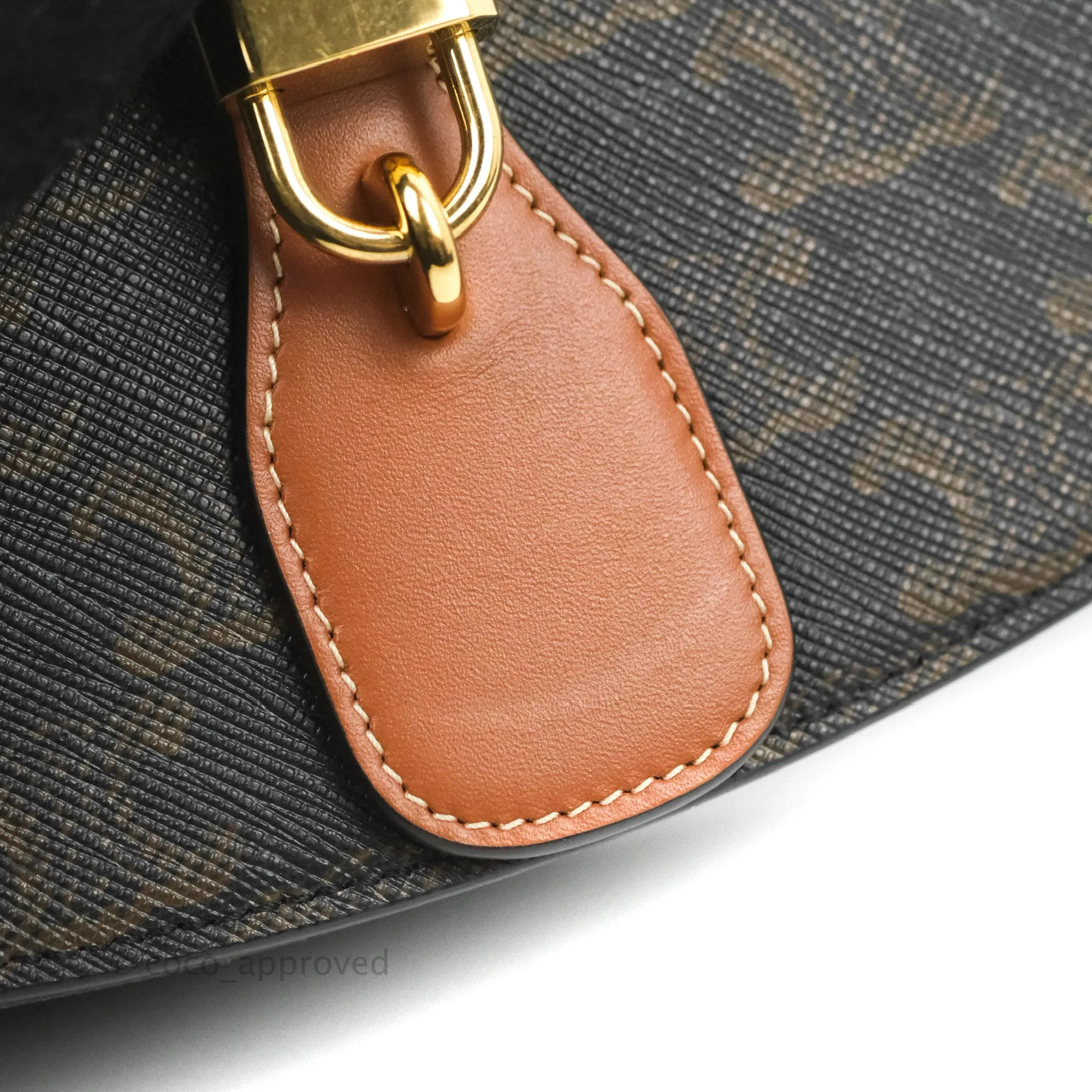 Celine Clutch on Strap Tabou Triomphe Canvas Tan Calfskin