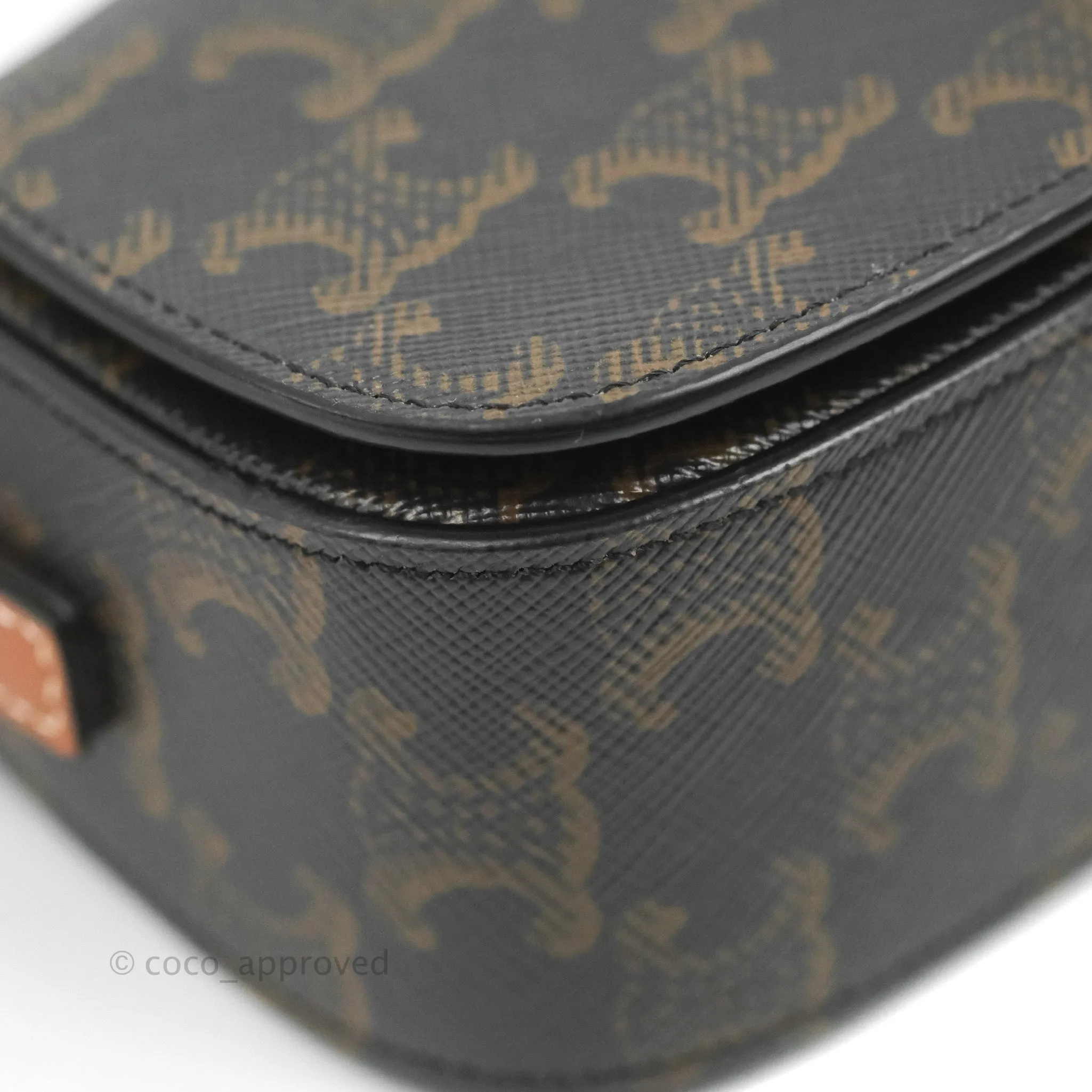 Celine Clutch on Strap Tabou Triomphe Canvas Tan Calfskin