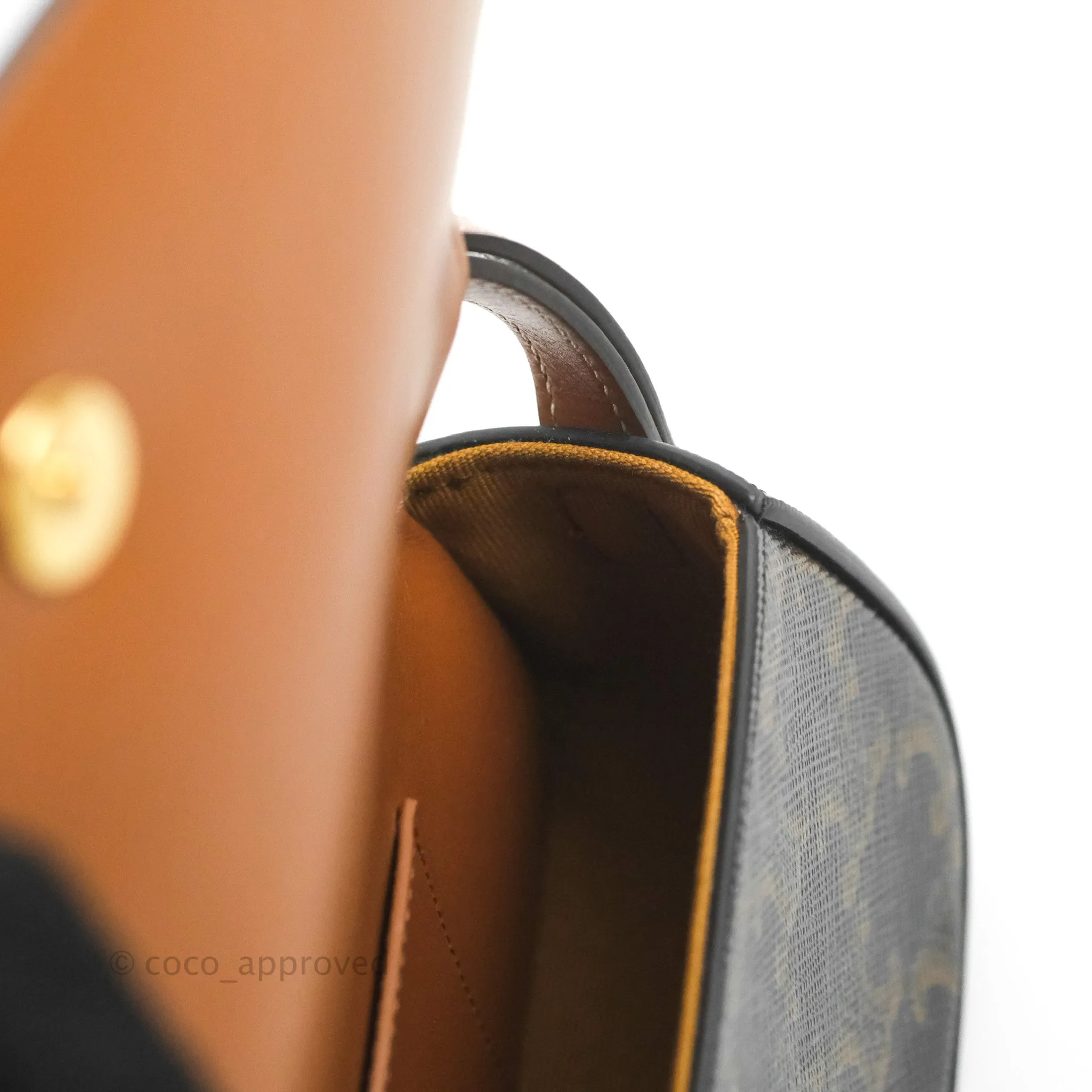 Celine Clutch on Strap Tabou Triomphe Canvas Tan Calfskin