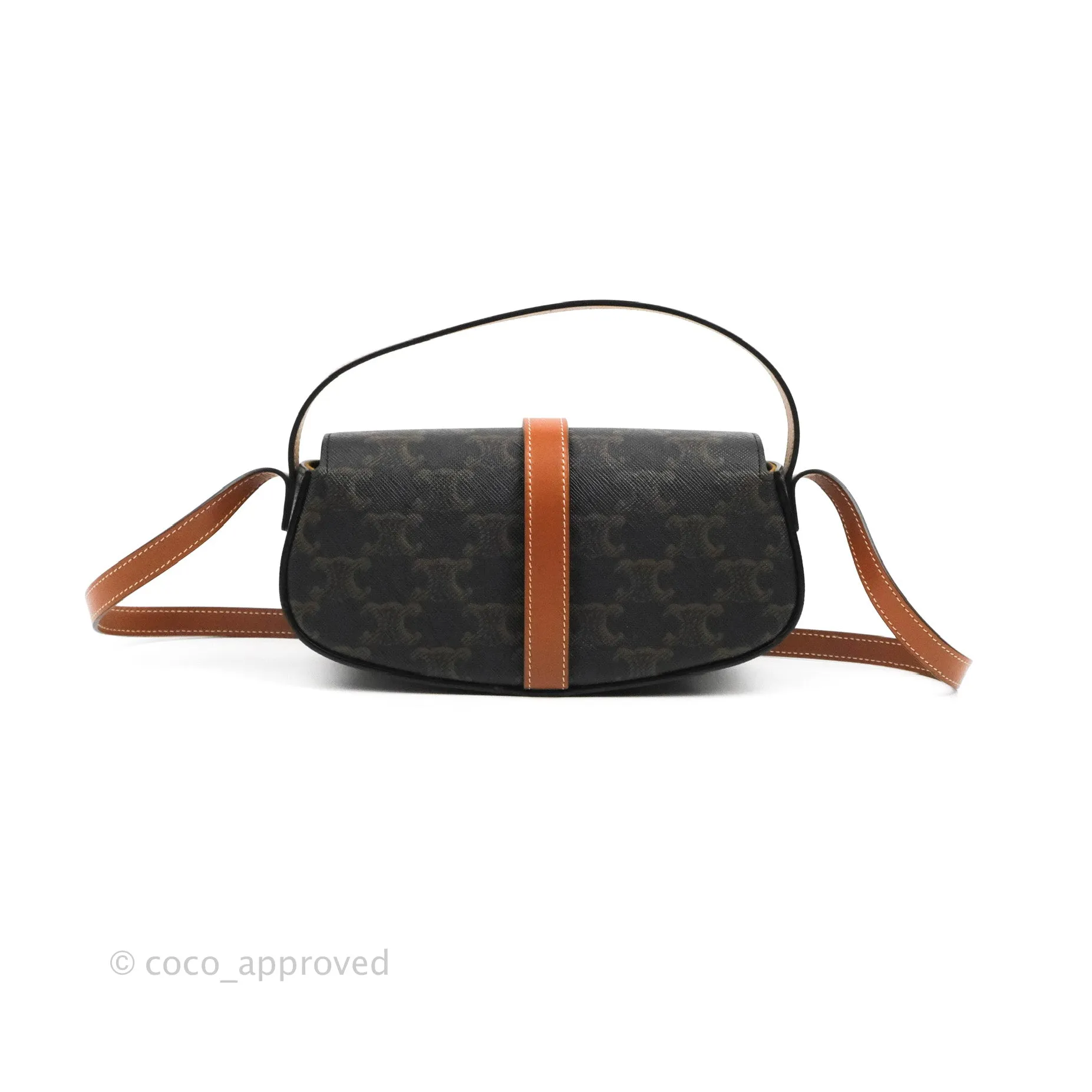 Celine Clutch on Strap Tabou Triomphe Canvas Tan Calfskin