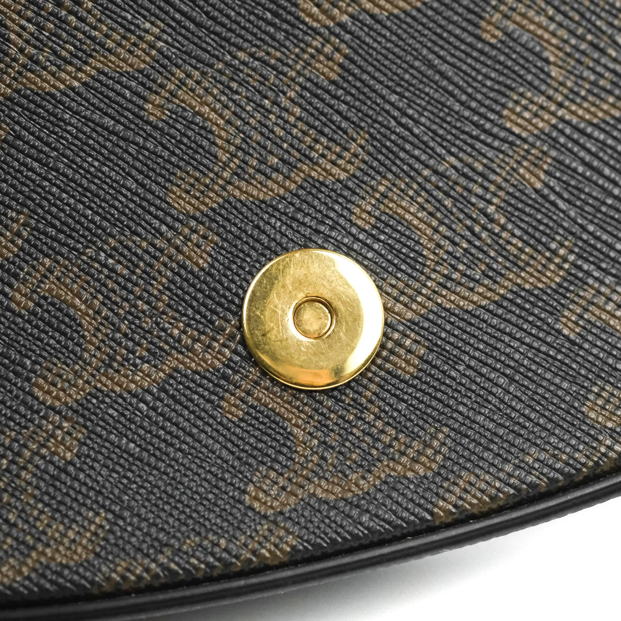 Celine Clutch on Strap Tabou Triomphe Canvas Tan Calfskin