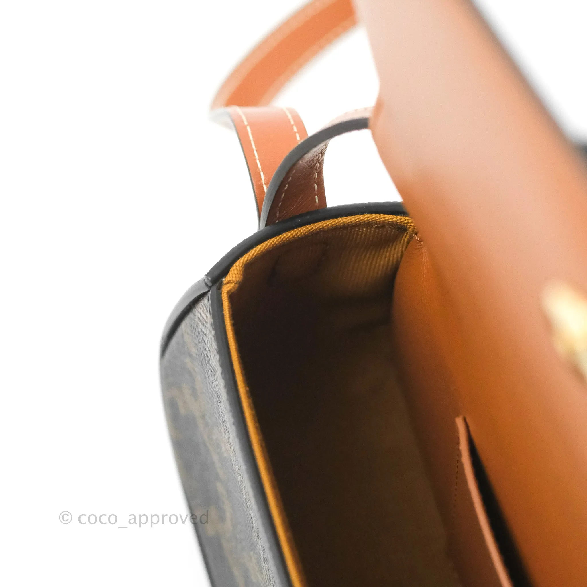 Celine Clutch on Strap Tabou Triomphe Canvas Tan Calfskin