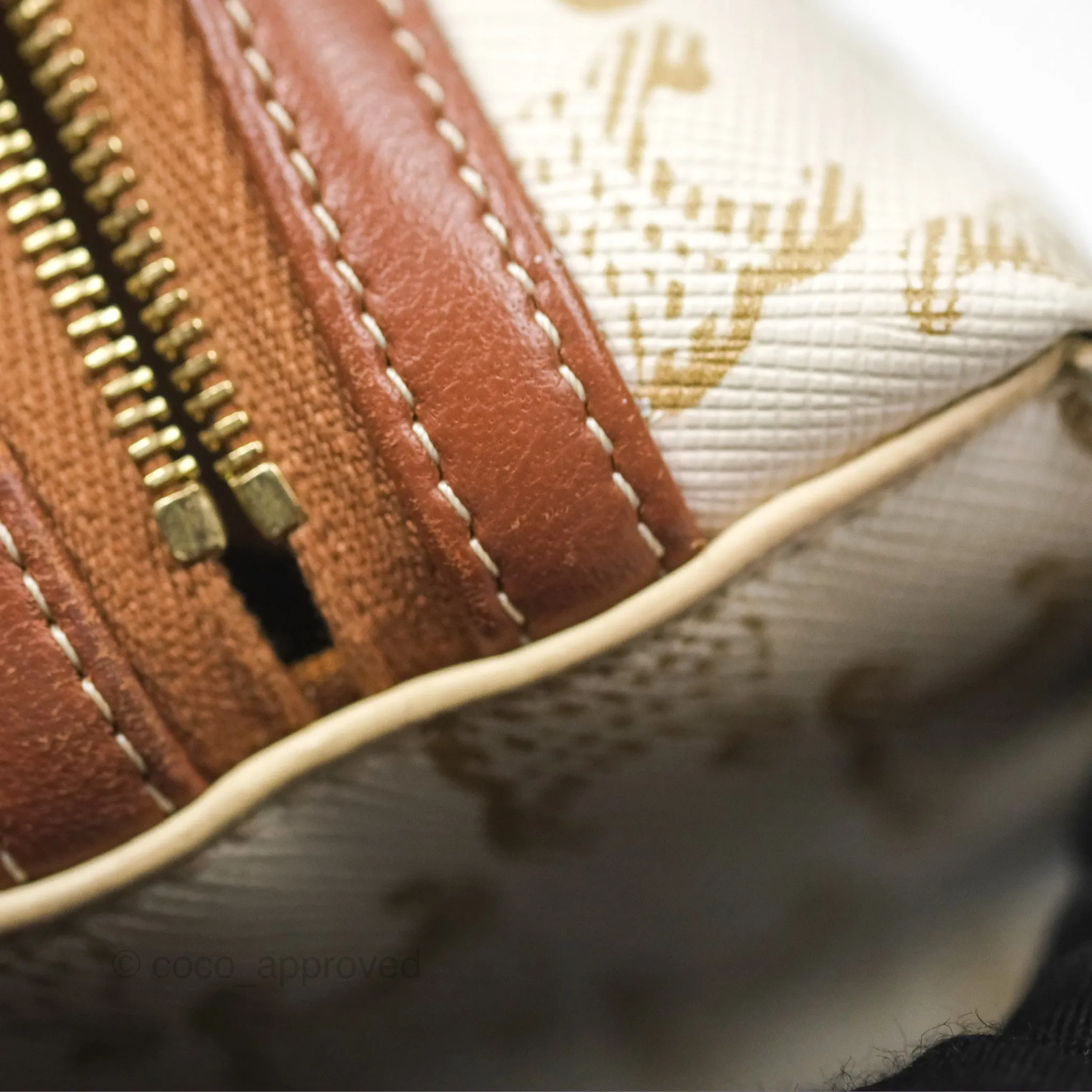 Celine Clutch With Chain Triomphe Canvas Lambskin White/Tan