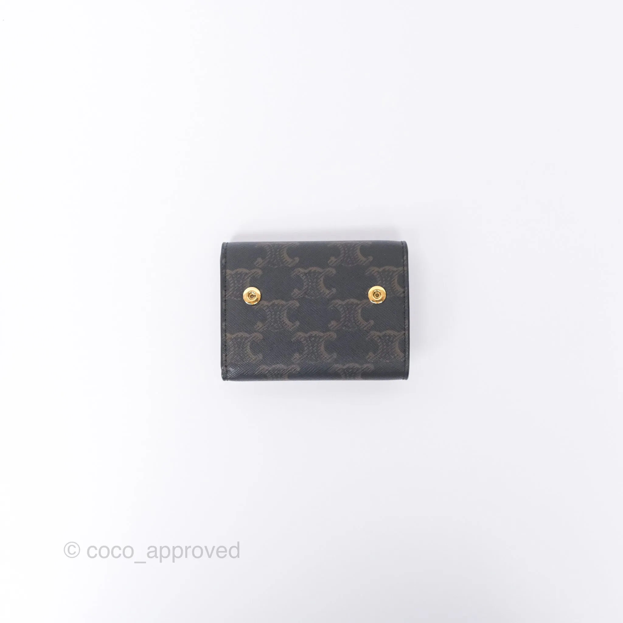Celine Compact Wallet with Coin Triomphe Canvas Tan Lambskin