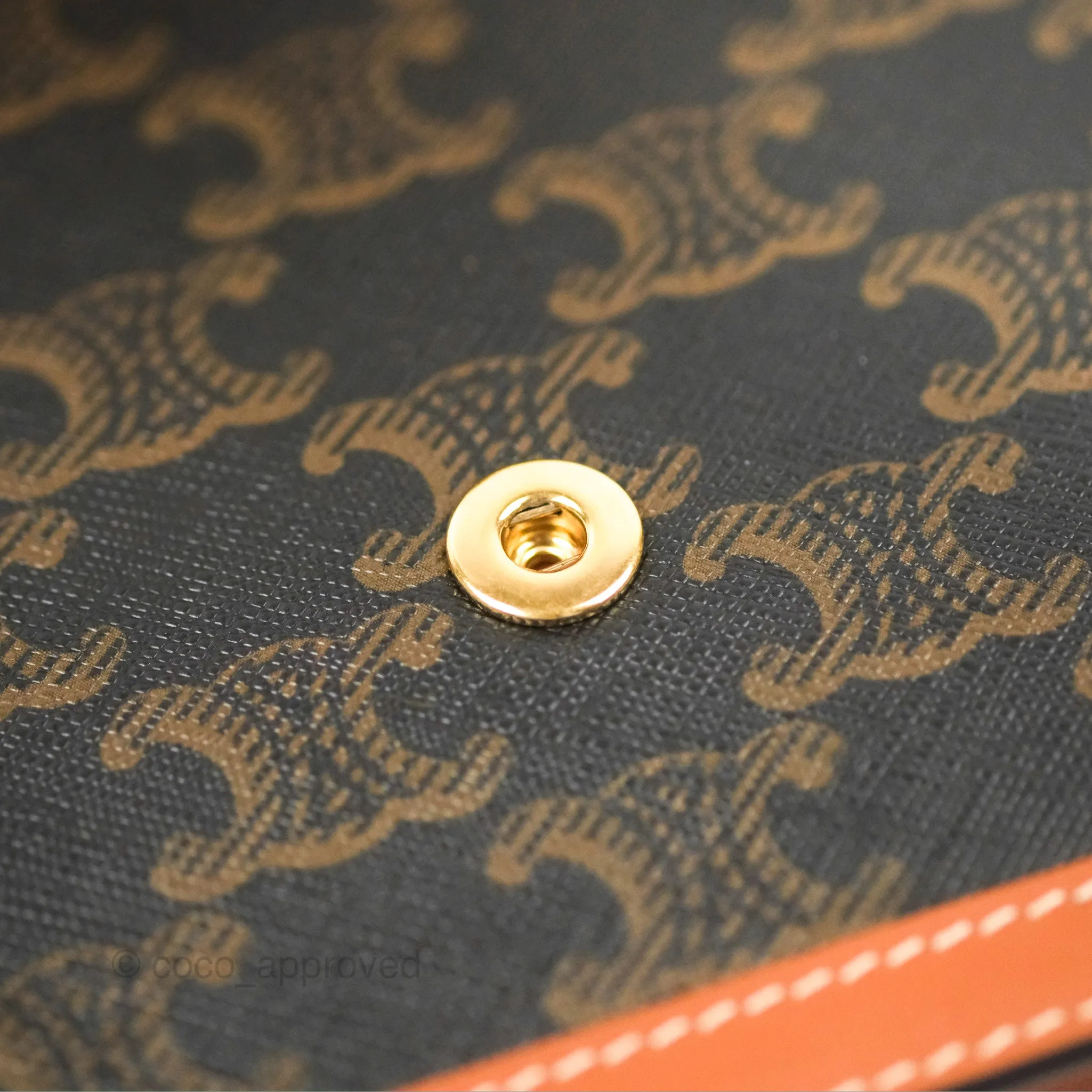 Celine Enveloppe Triomphe Bag Triomphe Canvas Tan Calfskin