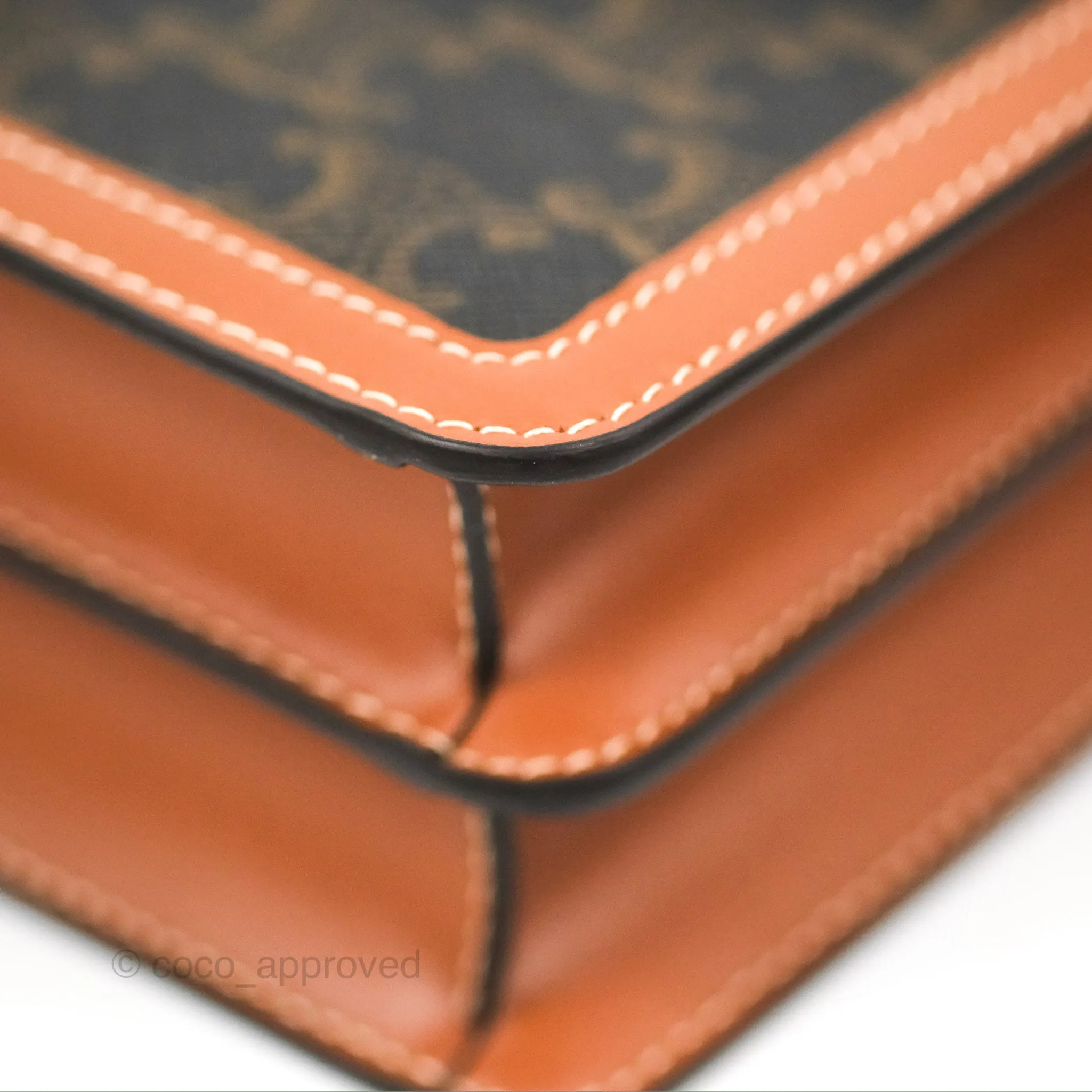 Celine Enveloppe Triomphe Bag Triomphe Canvas Tan Calfskin
