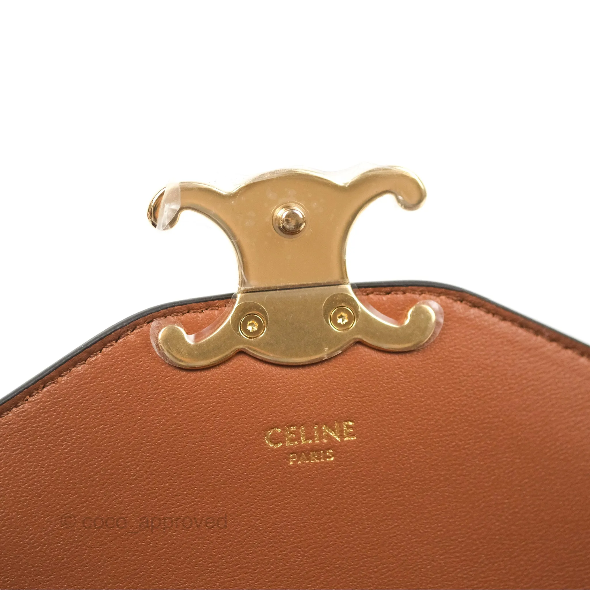 Celine Enveloppe Triomphe Bag Triomphe Canvas Tan Calfskin